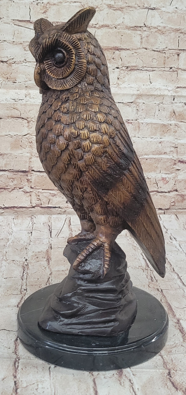 Large Bronze Owl Statue by Moigniez: Handcrafted Wildlife Bird Sculpture Statue