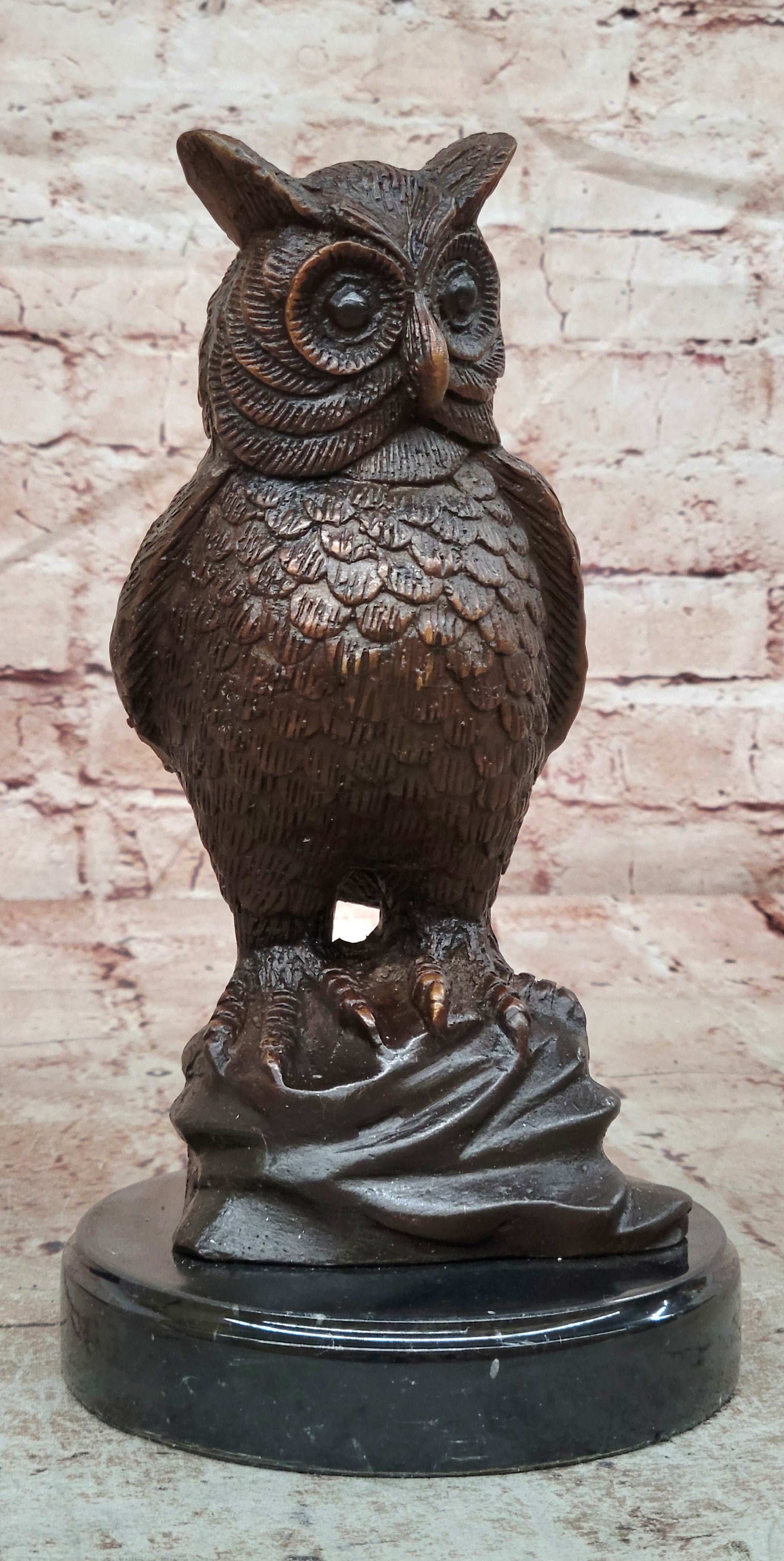 An Enchanting Solid Bronze Owl By Nardini With A Lovey Patina Lost Wax Method NR