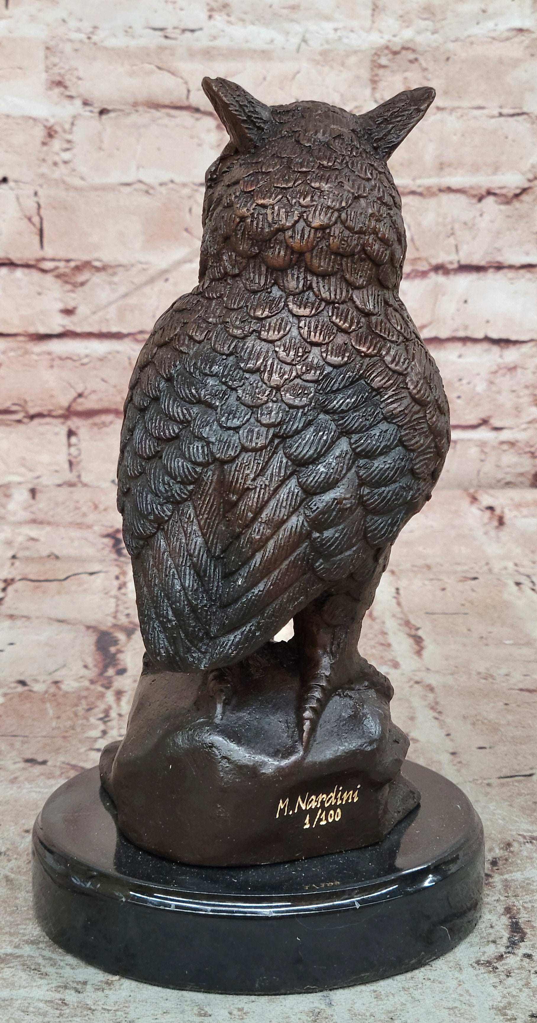An Enchanting Solid Bronze Owl By Nardini With A Lovey Patina Lost Wax Method NR