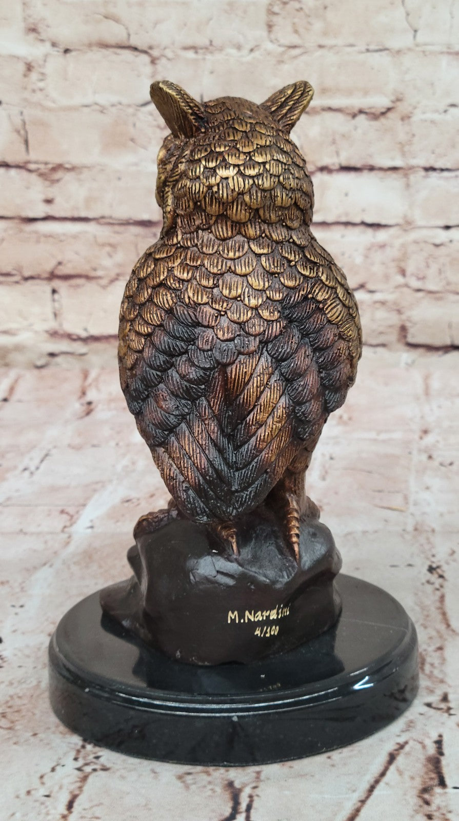 An Enchanting Solid Bronze Owl By Nardini With A Lovey Patina Lost Wax Method NR