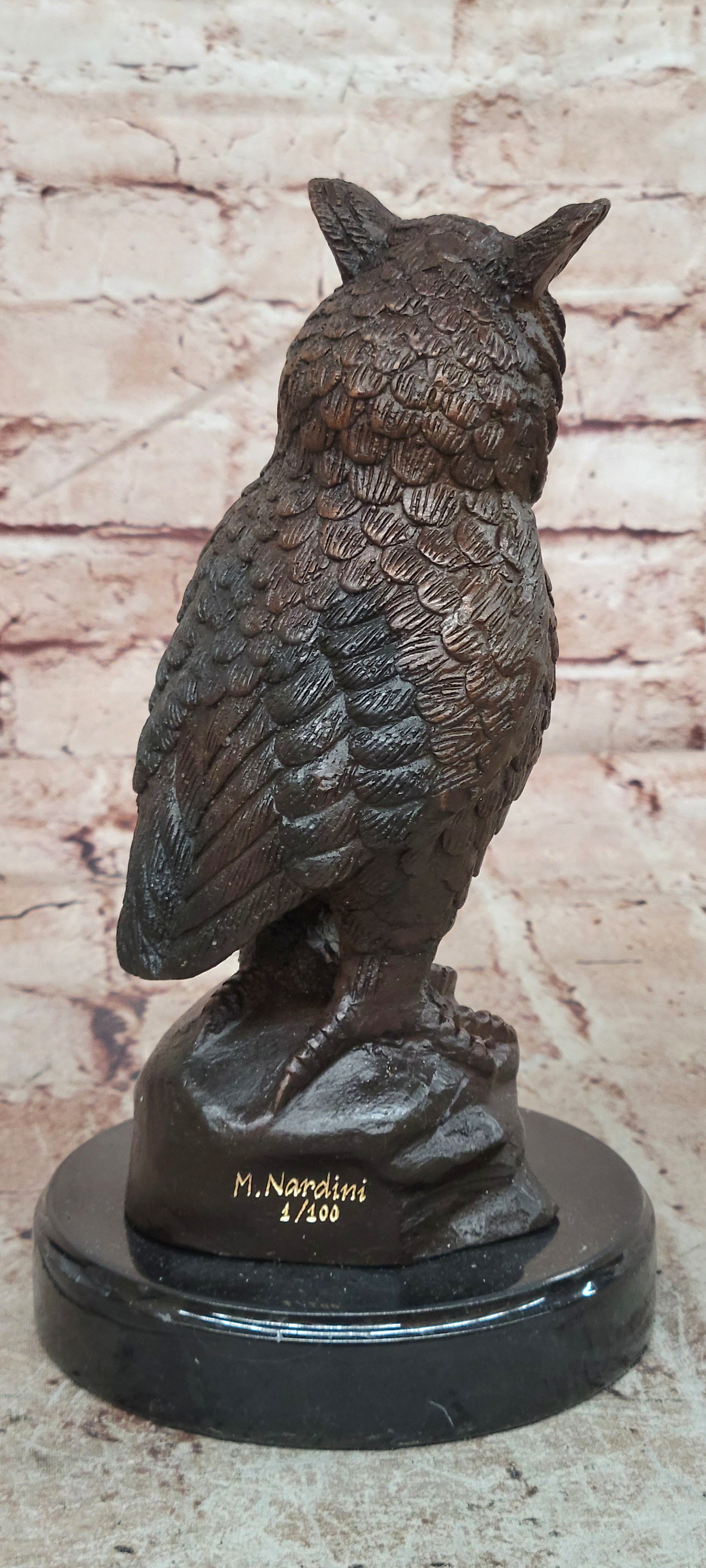 An Enchanting Solid Bronze Owl By Nardini With A Lovey Patina Lost Wax Method NR