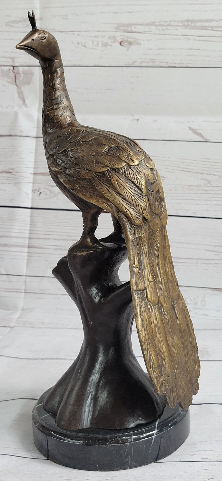 100% Pure Bronze Copper exquisite Carve peacock peafowl Bird Art statuary Figure