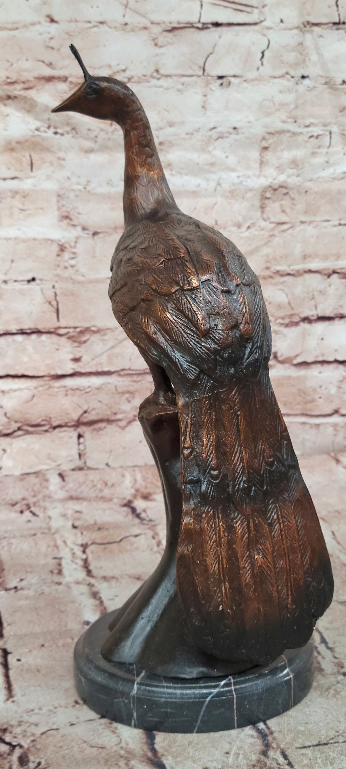 100% Pure Bronze Copper exquisite Carve peacock peafowl Bird Art statuary Figure