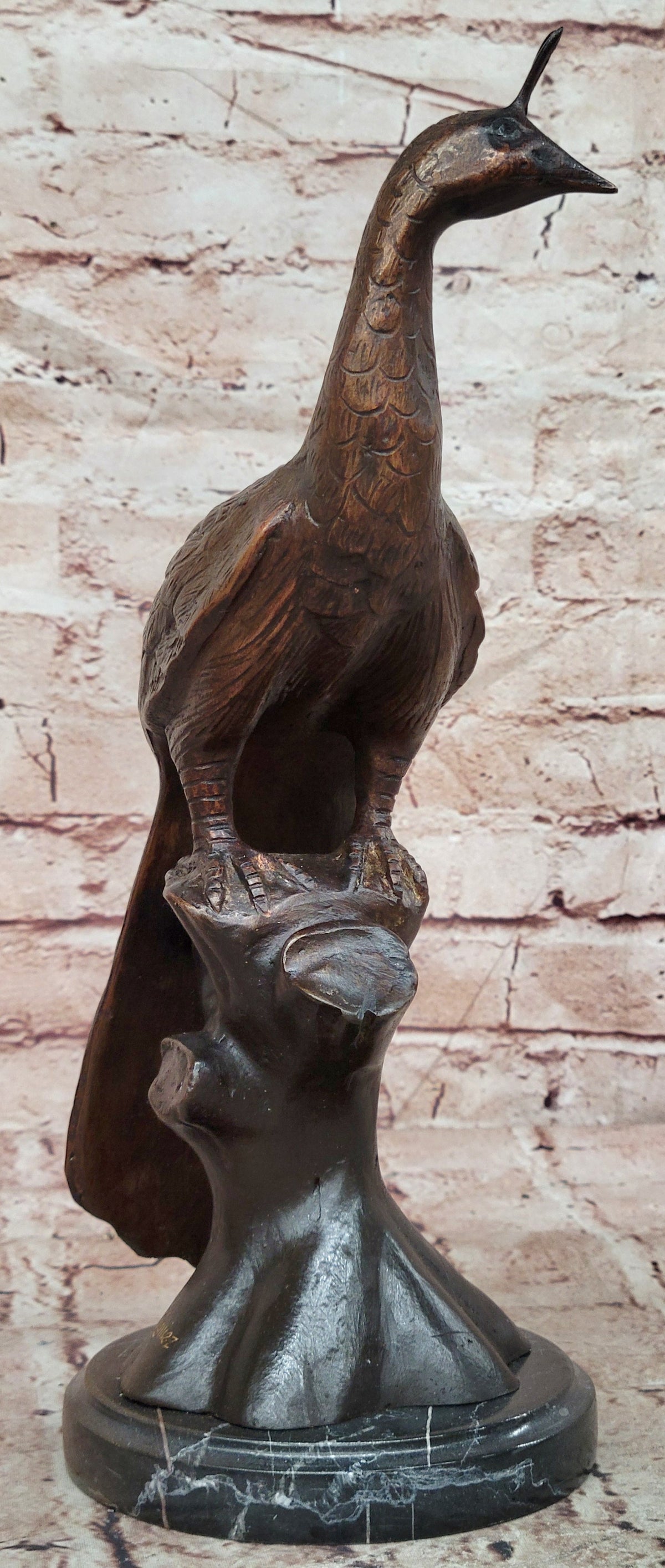 100% Pure Bronze Copper exquisite Carve peacock peafowl Bird Art statuary Figure