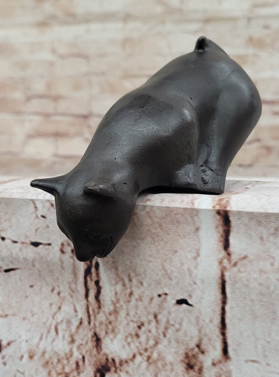 Cat Kitty Feline Lover Collector Bookend Bronze Sculpture Classic Modern Artwork