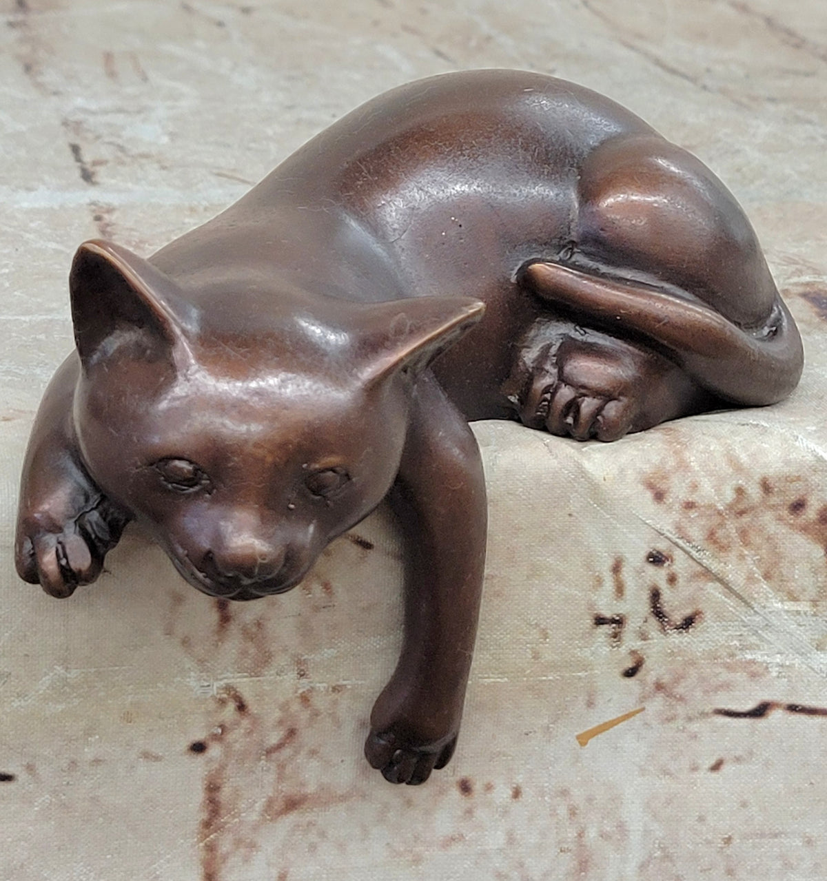 Decorative Bronze Sculpture Statue of Sitting Cat by Nardini Pet Gift Artwork