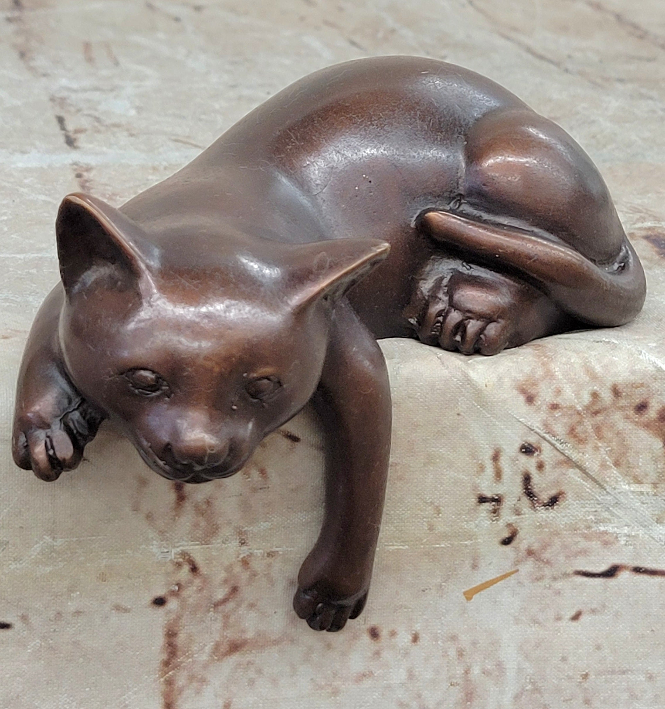 Decorative Bronze Sculpture Statue of Sitting Cat by Nardini Pet Gift Artwork