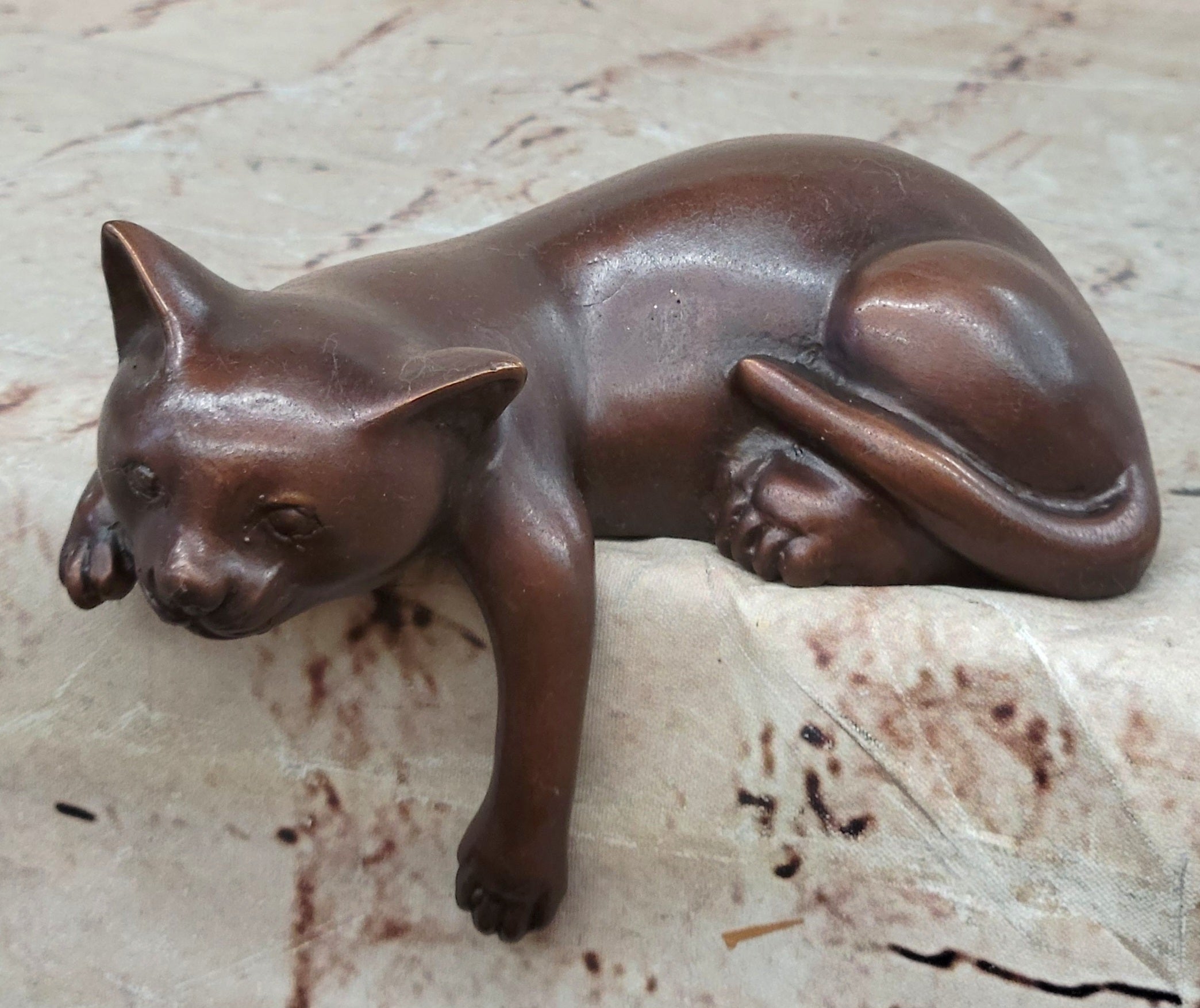 Decorative Bronze Sculpture Statue of Sitting Cat by Nardini Pet Gift Artwork