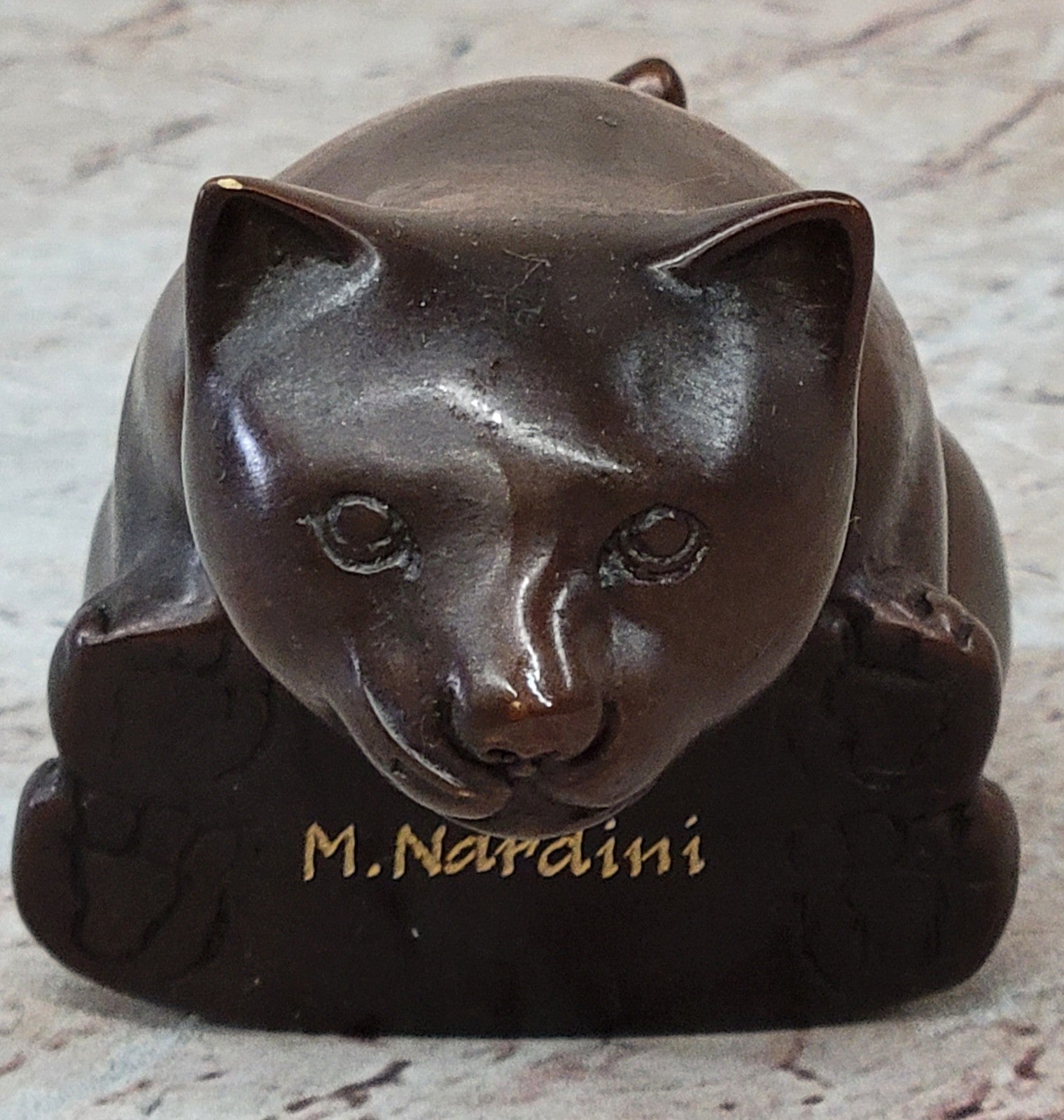 China Pure Royal Palace Bronze Copper Feng Shui lovely Cat Feline Figurine