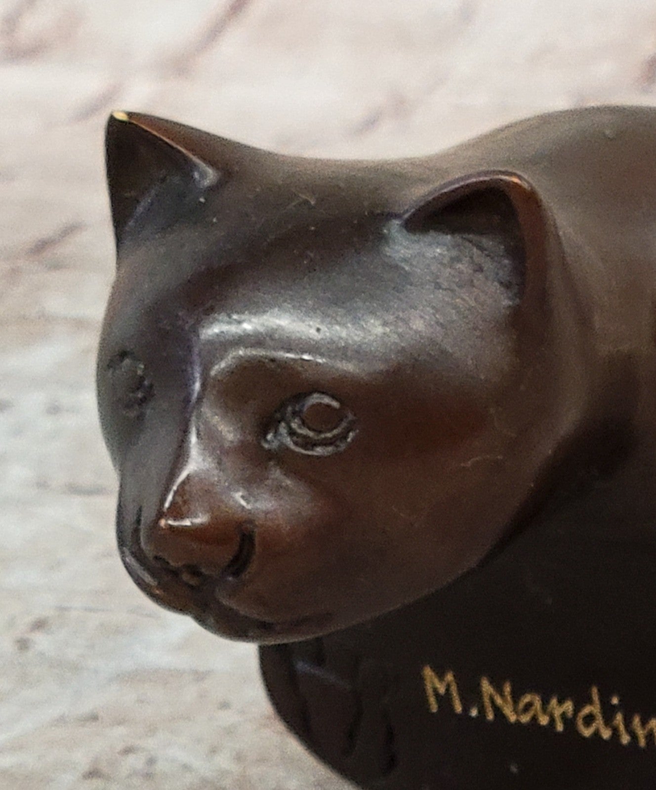 China Pure Royal Palace Bronze Copper Feng Shui lovely Cat Feline Figurine
