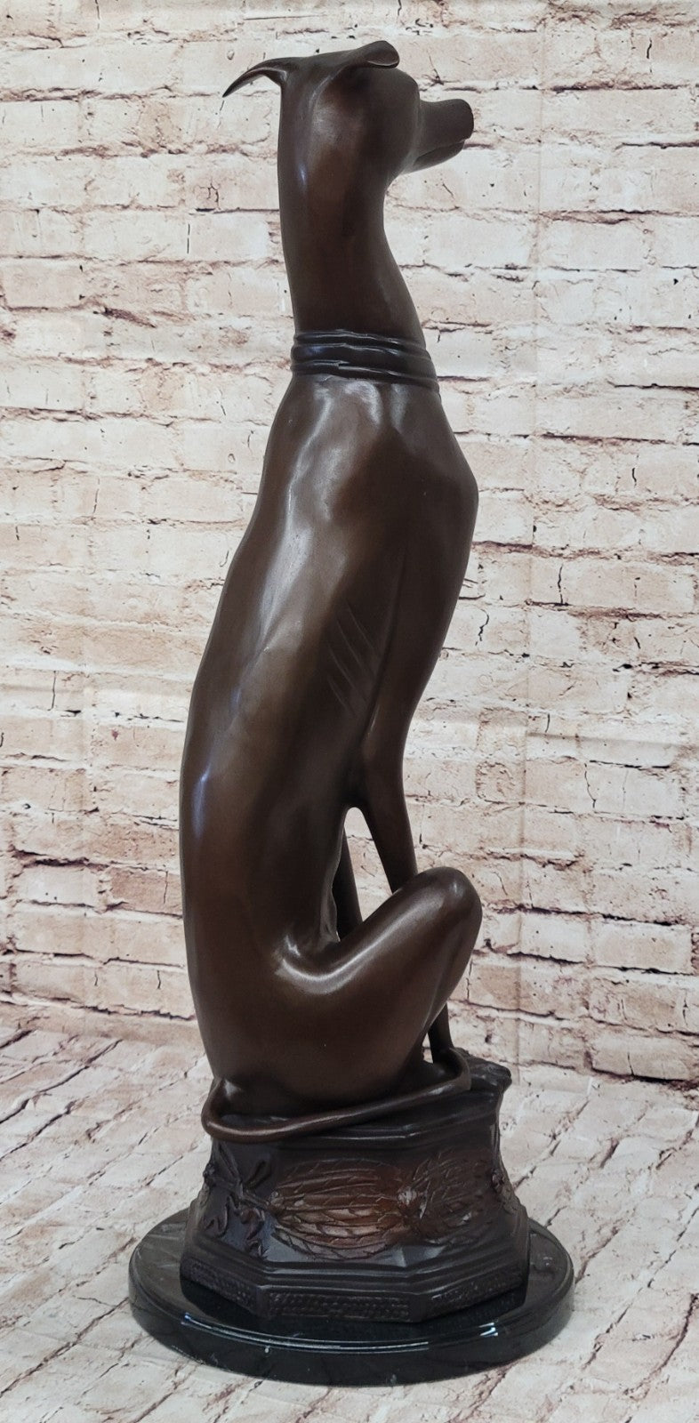 31" Tall Italian Greyhound with Special Patina Bronze Artwork Sculpture Animal