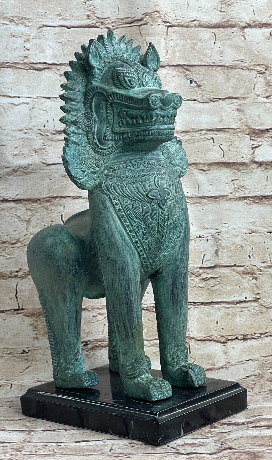 Art Figurine Deco Bronze Copper Hot Cast Foo Dog Lion Statue Artwork Sculpture