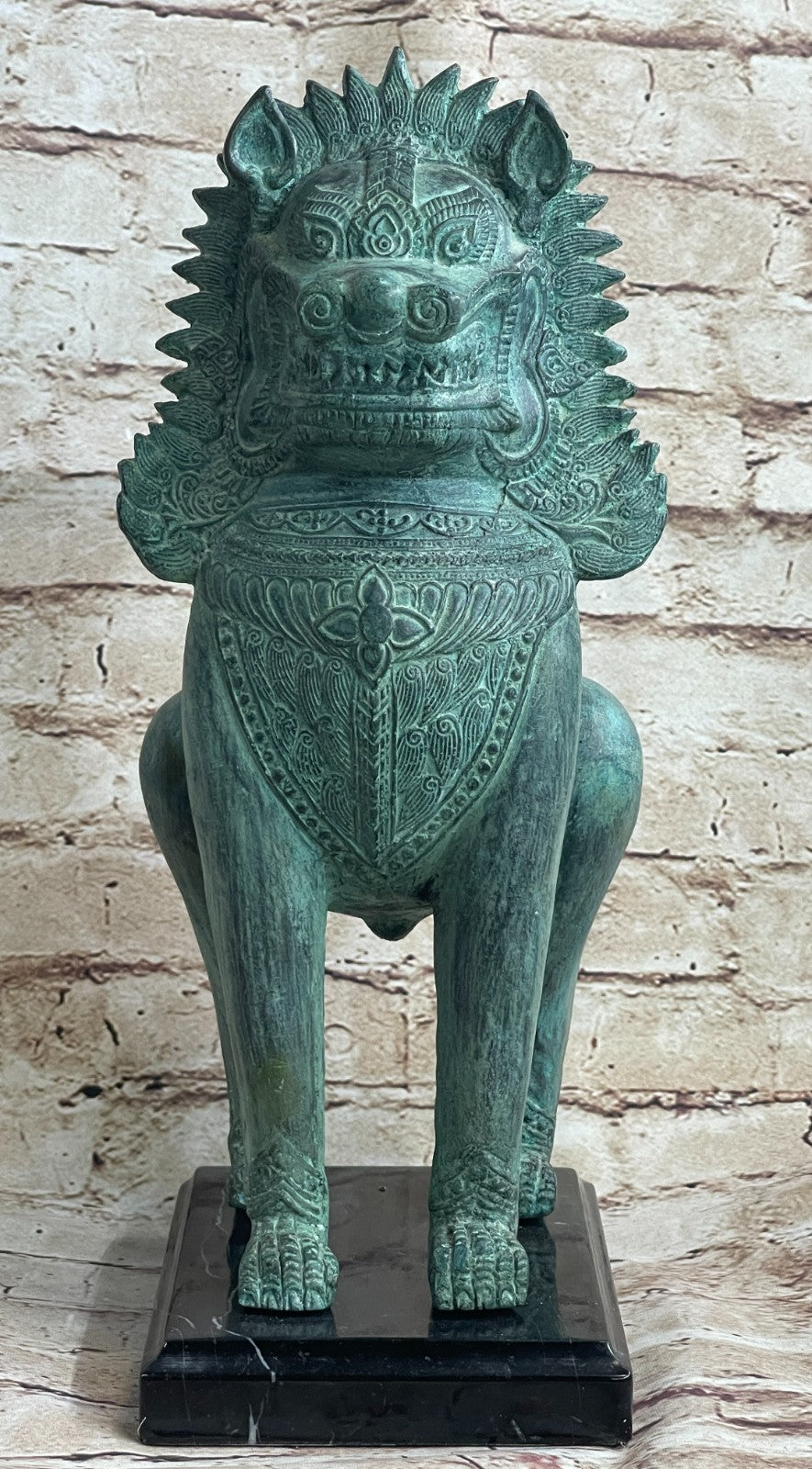 Art Figurine Deco Bronze Copper Hot Cast Foo Dog Lion Statue Artwork Sculpture
