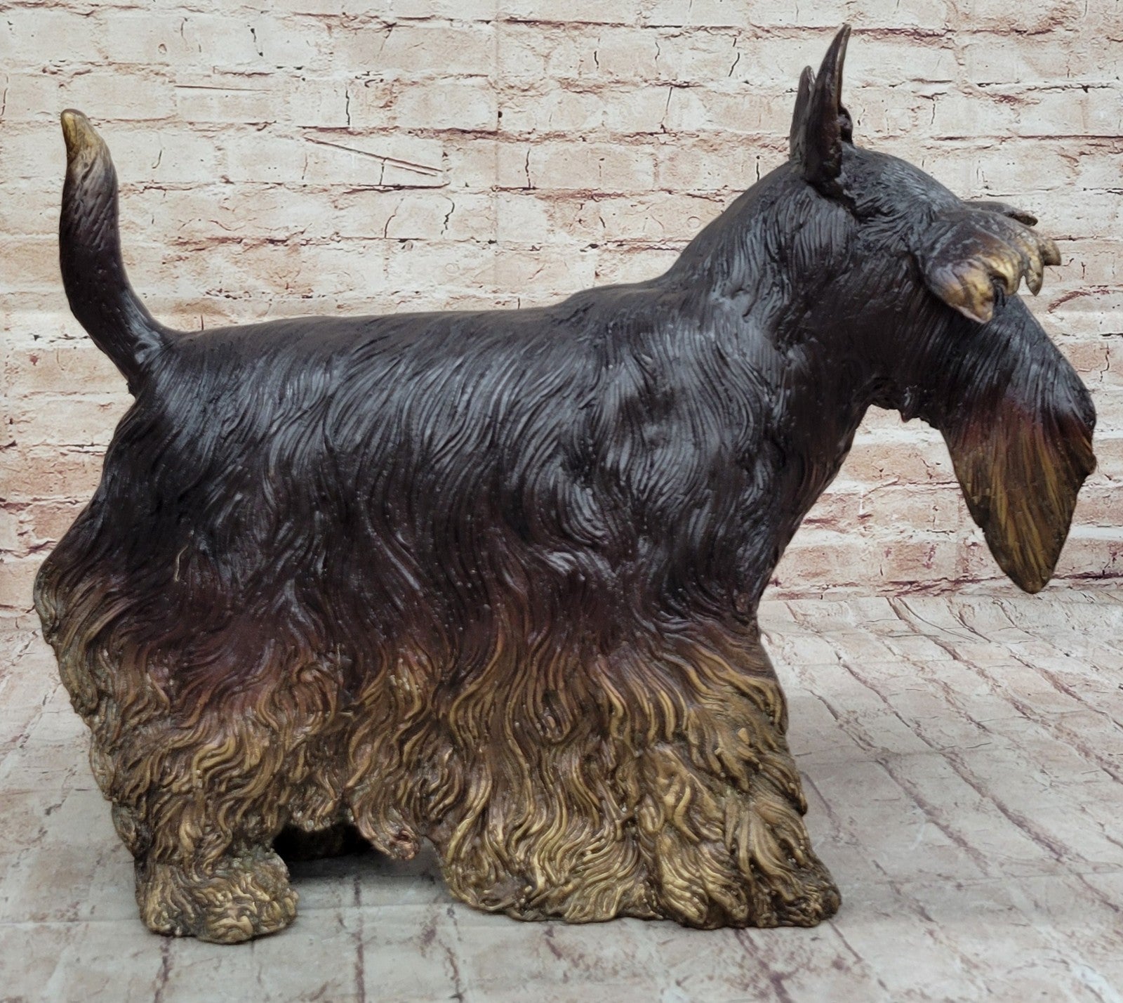 LARGE MOIGNIEZ FRENCH 100% BRONZE SCOTTISH TERRIER IN STANDING POSE FIGURINE