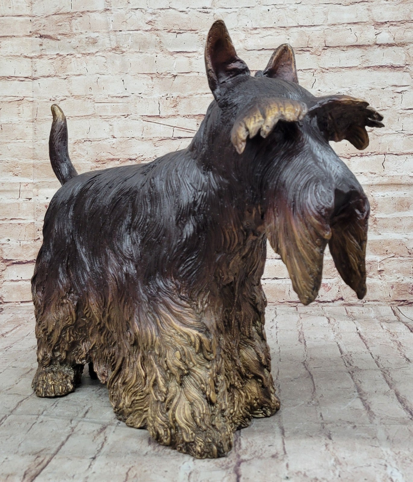 LARGE MOIGNIEZ FRENCH 100% BRONZE SCOTTISH TERRIER IN STANDING POSE FIGURINE