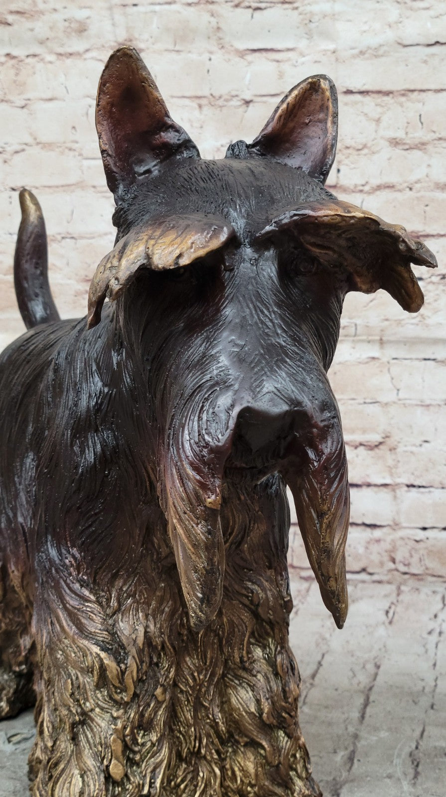 LARGE MOIGNIEZ FRENCH 100% BRONZE SCOTTISH TERRIER IN STANDING POSE FIGURINE