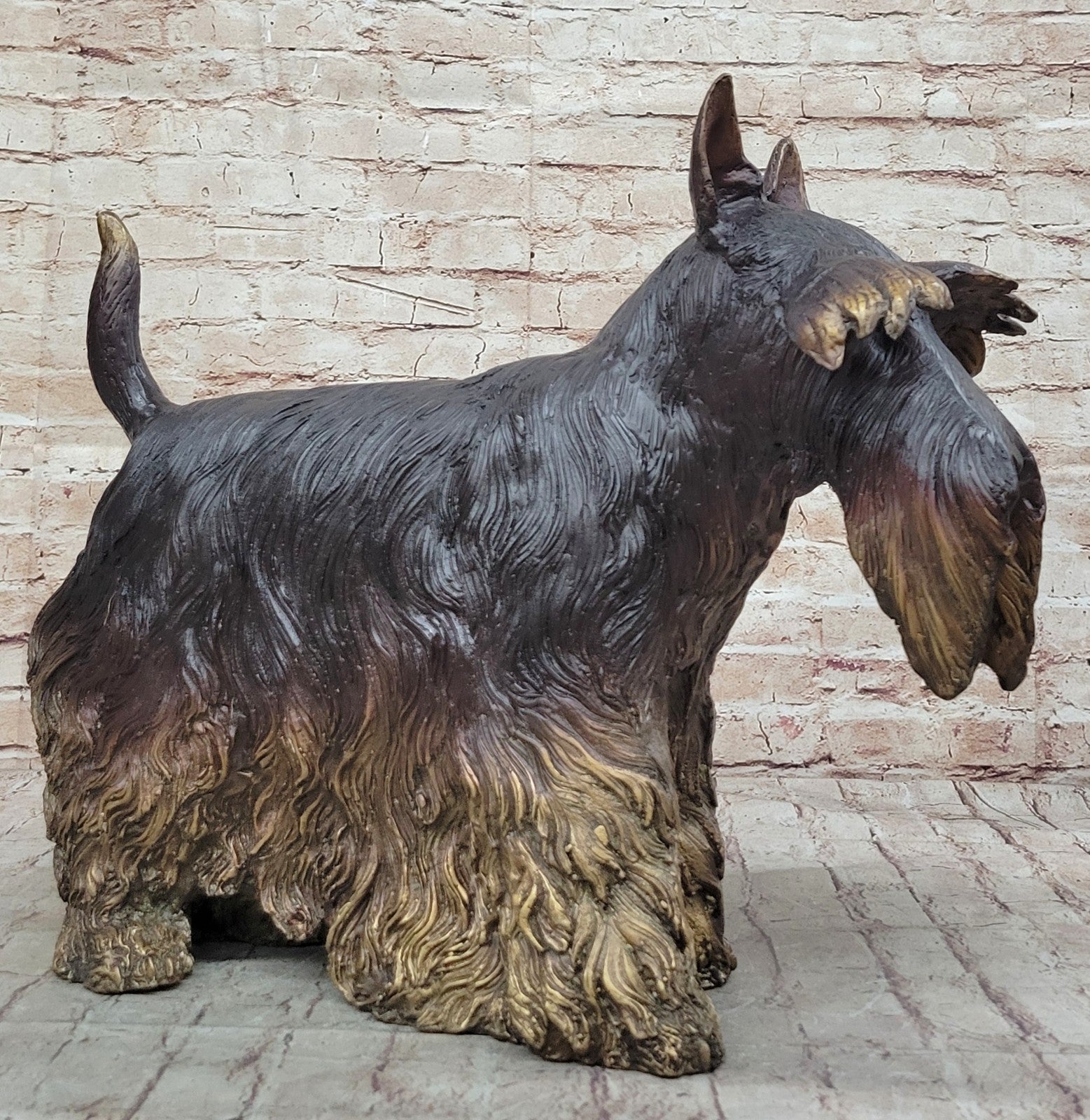 LARGE MOIGNIEZ FRENCH 100% BRONZE SCOTTISH TERRIER IN STANDING POSE FIGURINE