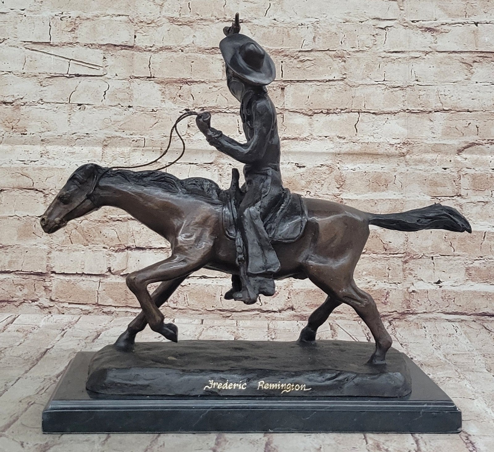 Wild American Classic West Cowboy By Remington Bronze Sculpture Statue Figurine