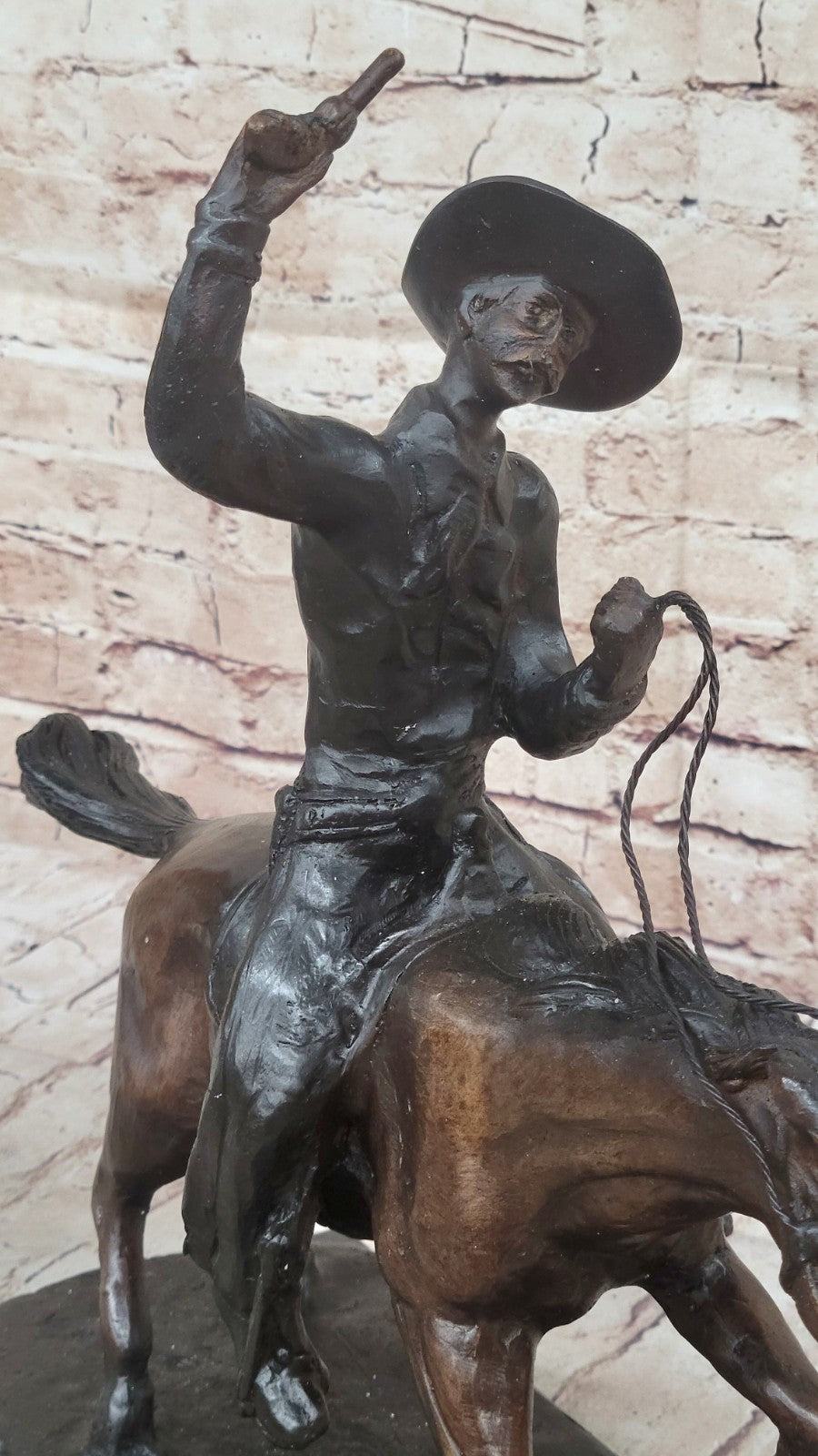 Wild American Classic West Cowboy By Remington Bronze Sculpture Statue Figurine