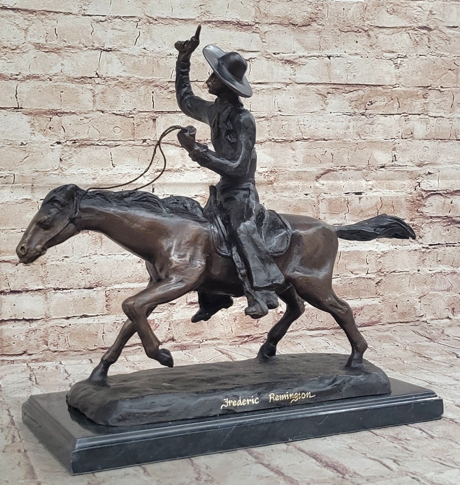 Wild American Classic West Cowboy By Remington Bronze Sculpture Statue Figurine