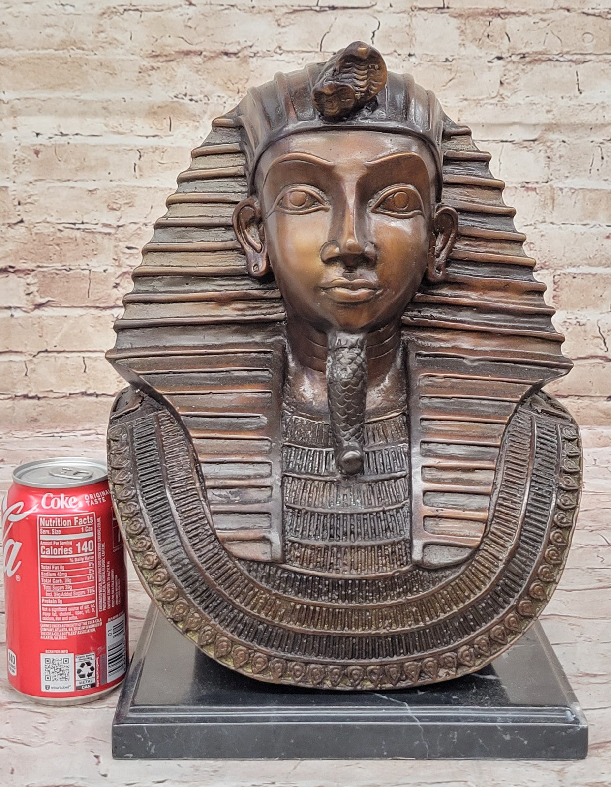 Vintage Art Deco Egyptian Pharaoh Bronze Sculpture with Marble Base