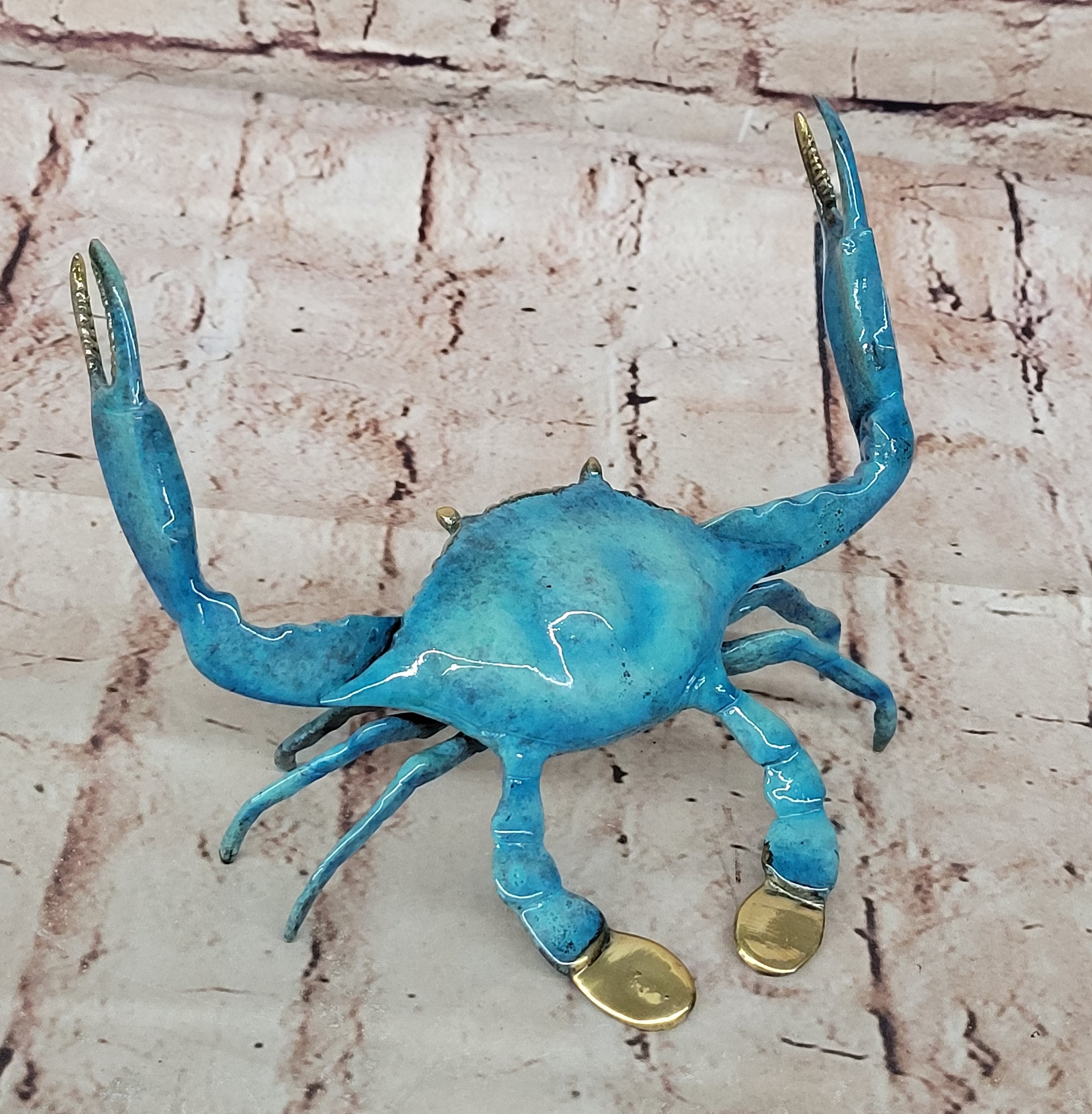 Vintage Metal Bronze European Articulated Crab Signed Marius Handcrafted Figure