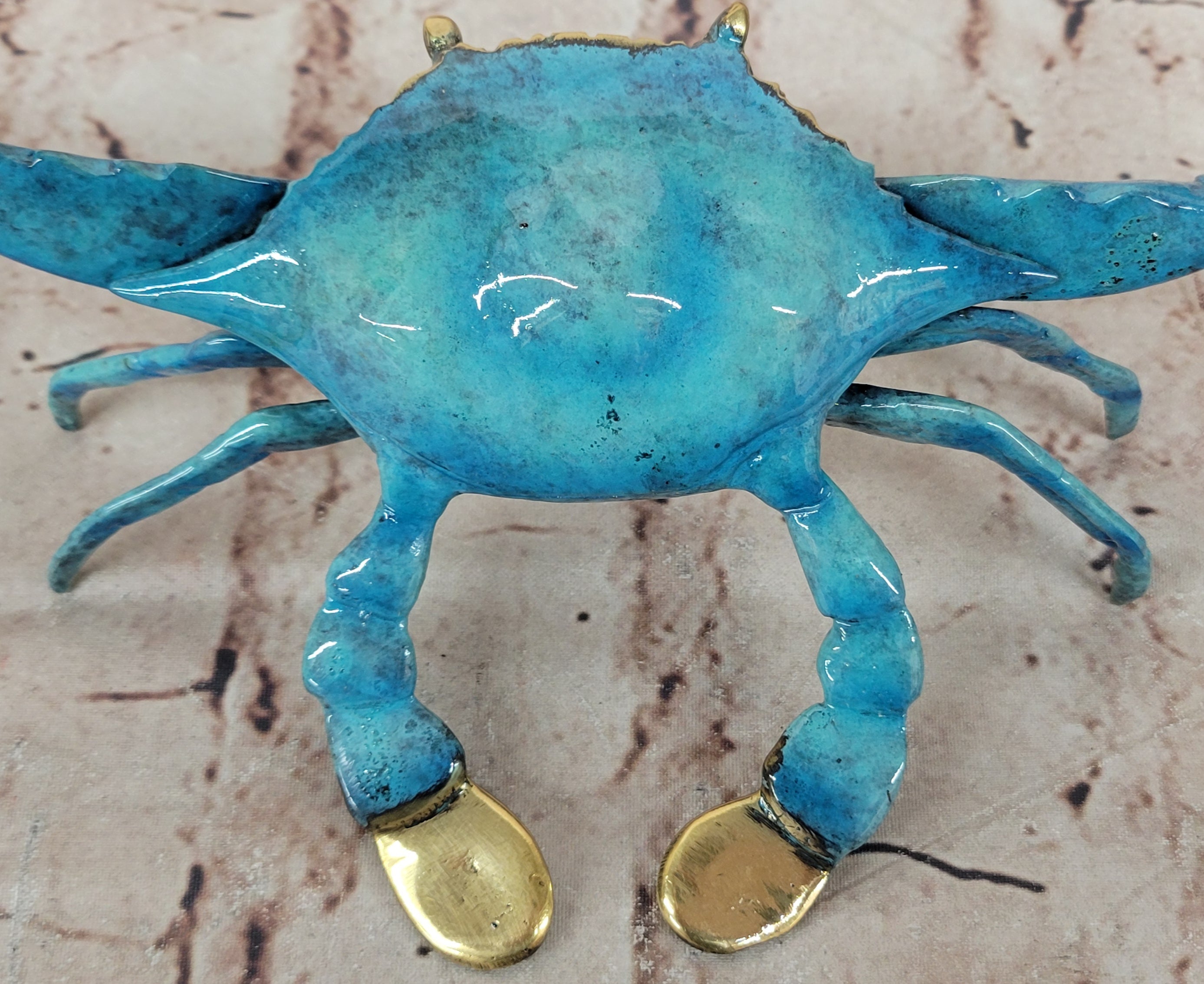 Vintage Metal Bronze European Articulated Crab Signed Marius Handcrafted Figure