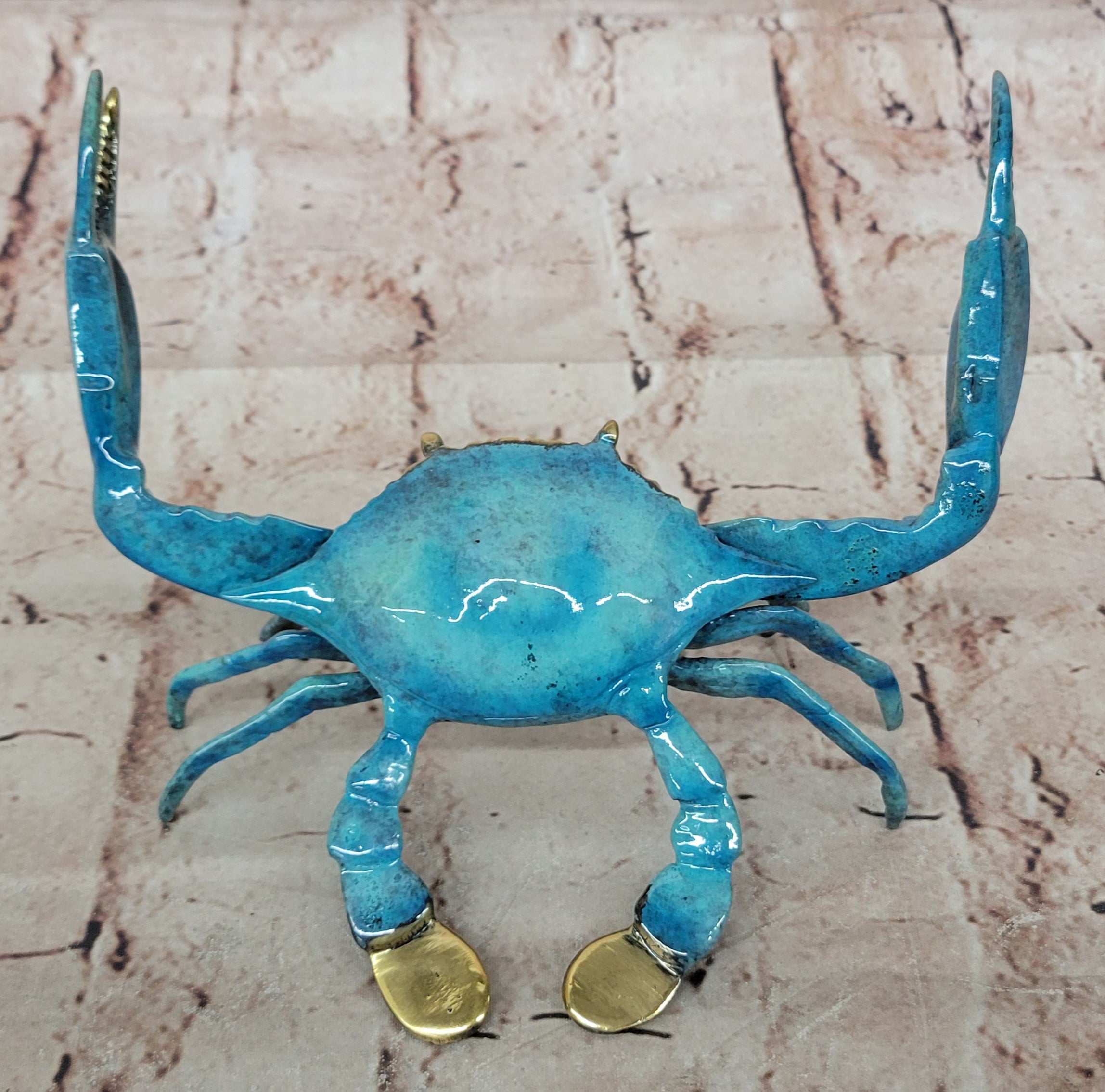 Vintage Metal Bronze European Articulated Crab Signed Marius Handcrafted Figure