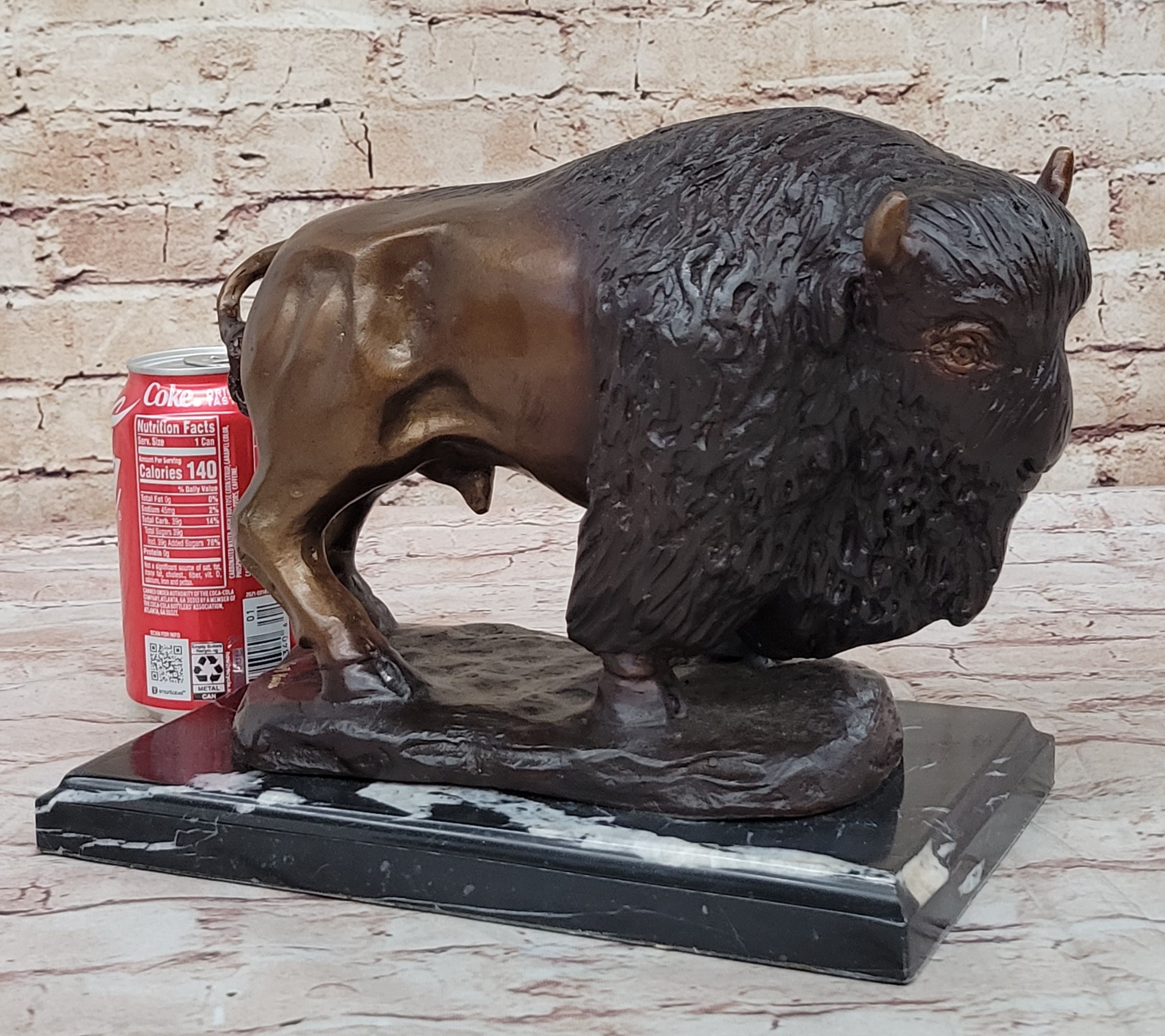 Wildlife Classic Artwork Kauba Bison Buffalo Bronze Sculpture Special Patina