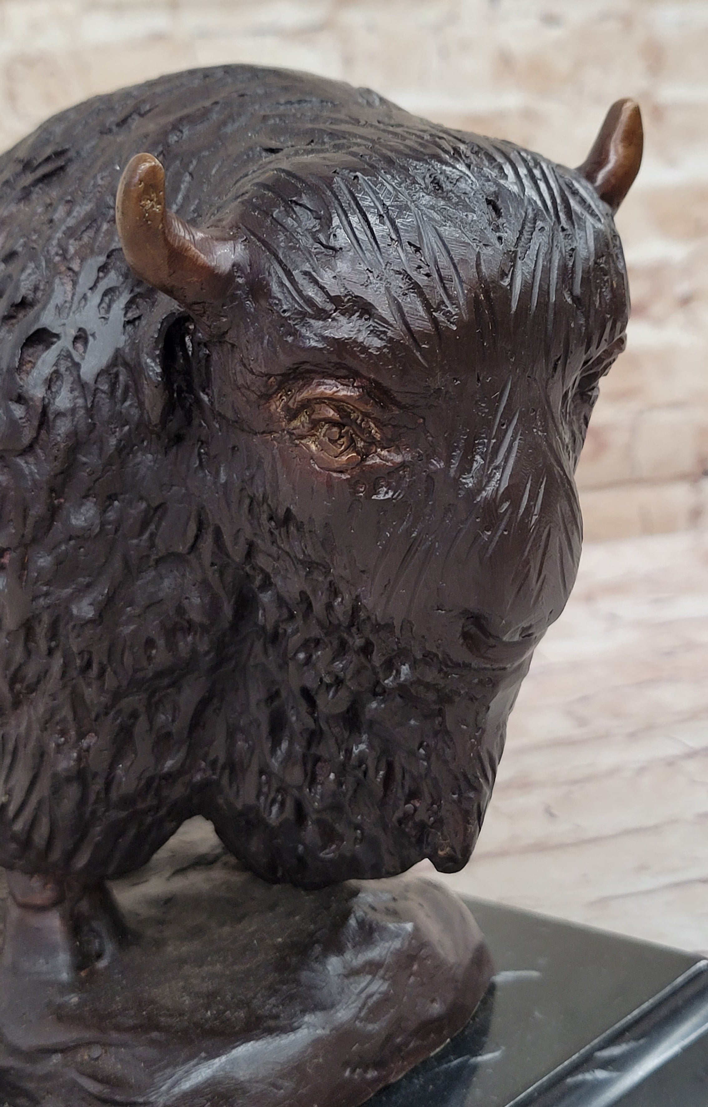 Wildlife Classic Artwork Kauba Bison Buffalo Bronze Sculpture Special Patina