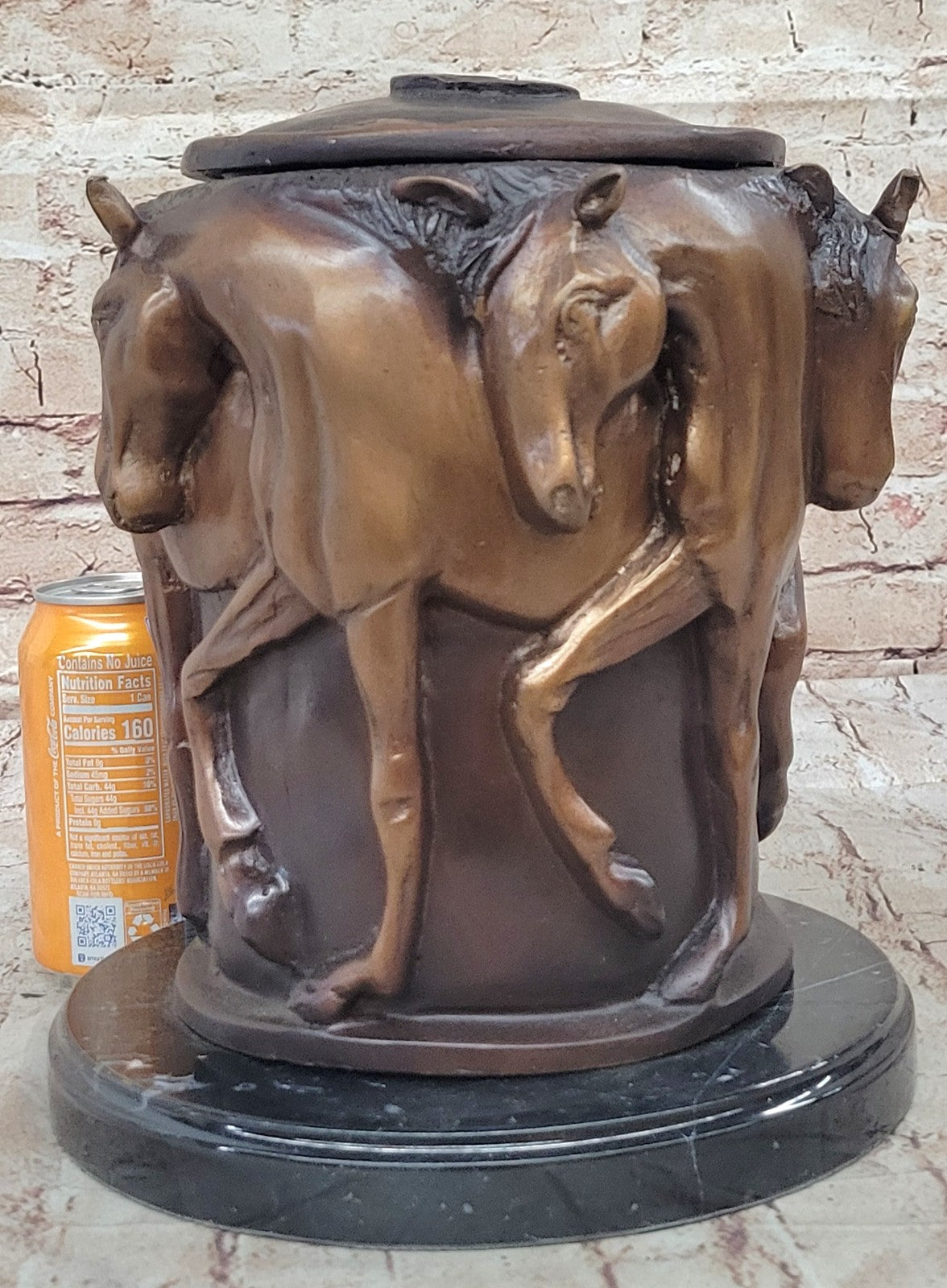 Elegant Bronze Urn Statue Sculpture Hand Made Horses Classical Art Deco Sale