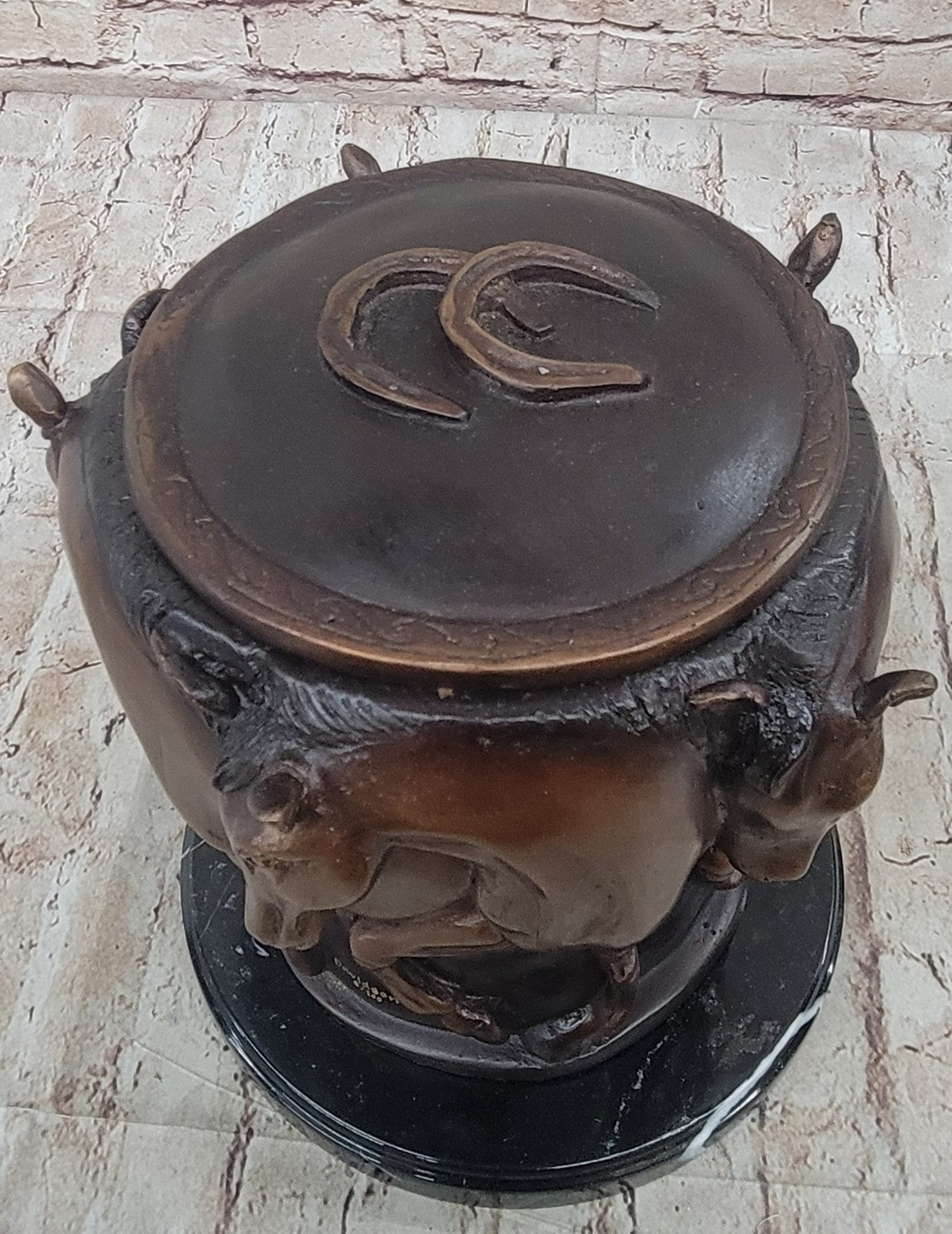 Elegant Bronze Urn Statue Sculpture Hand Made Horses Classical Art Deco Sale