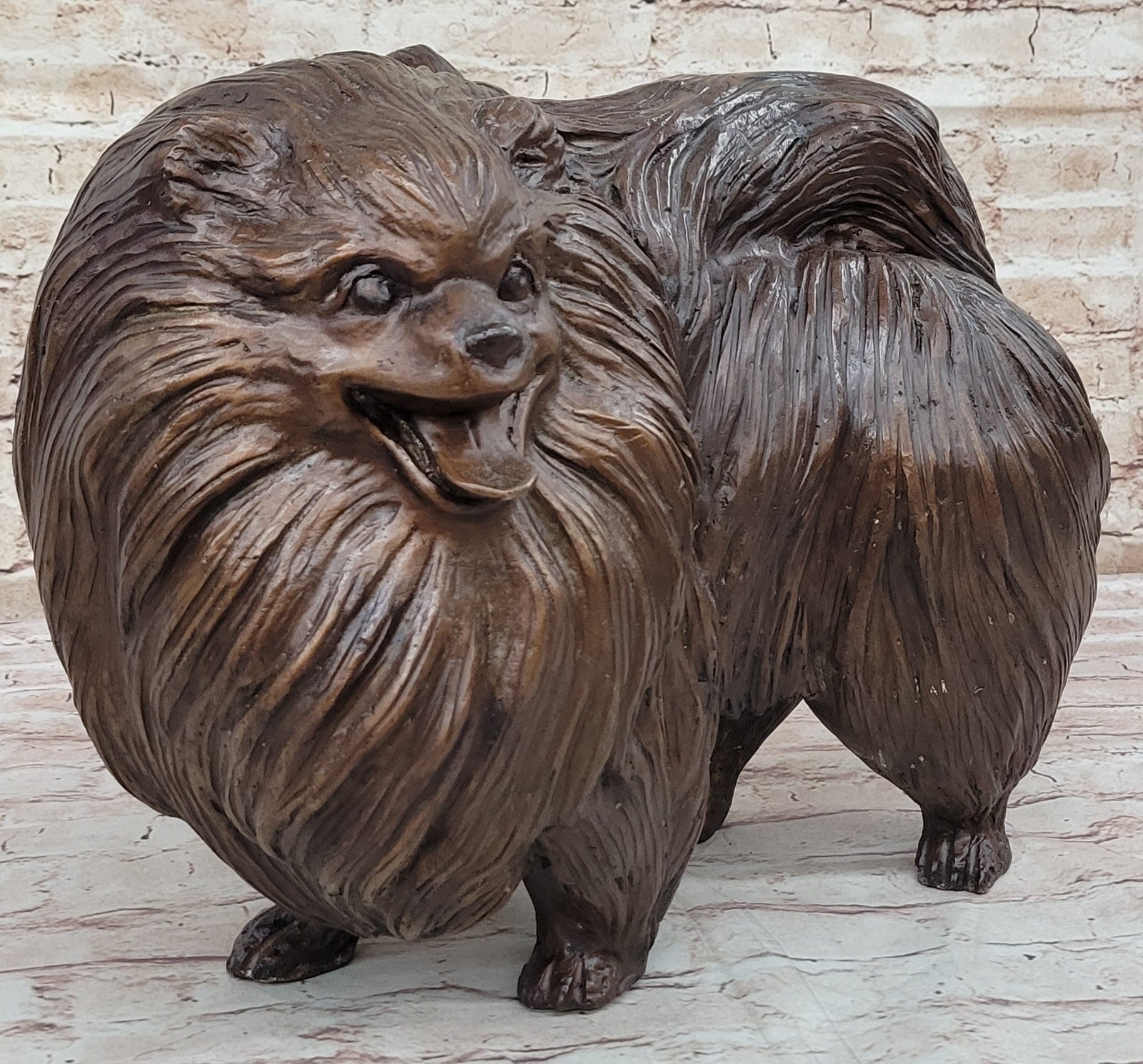 Pomeranian dog - a Extra Large statuette of bronze, metal figurine sculpture Art