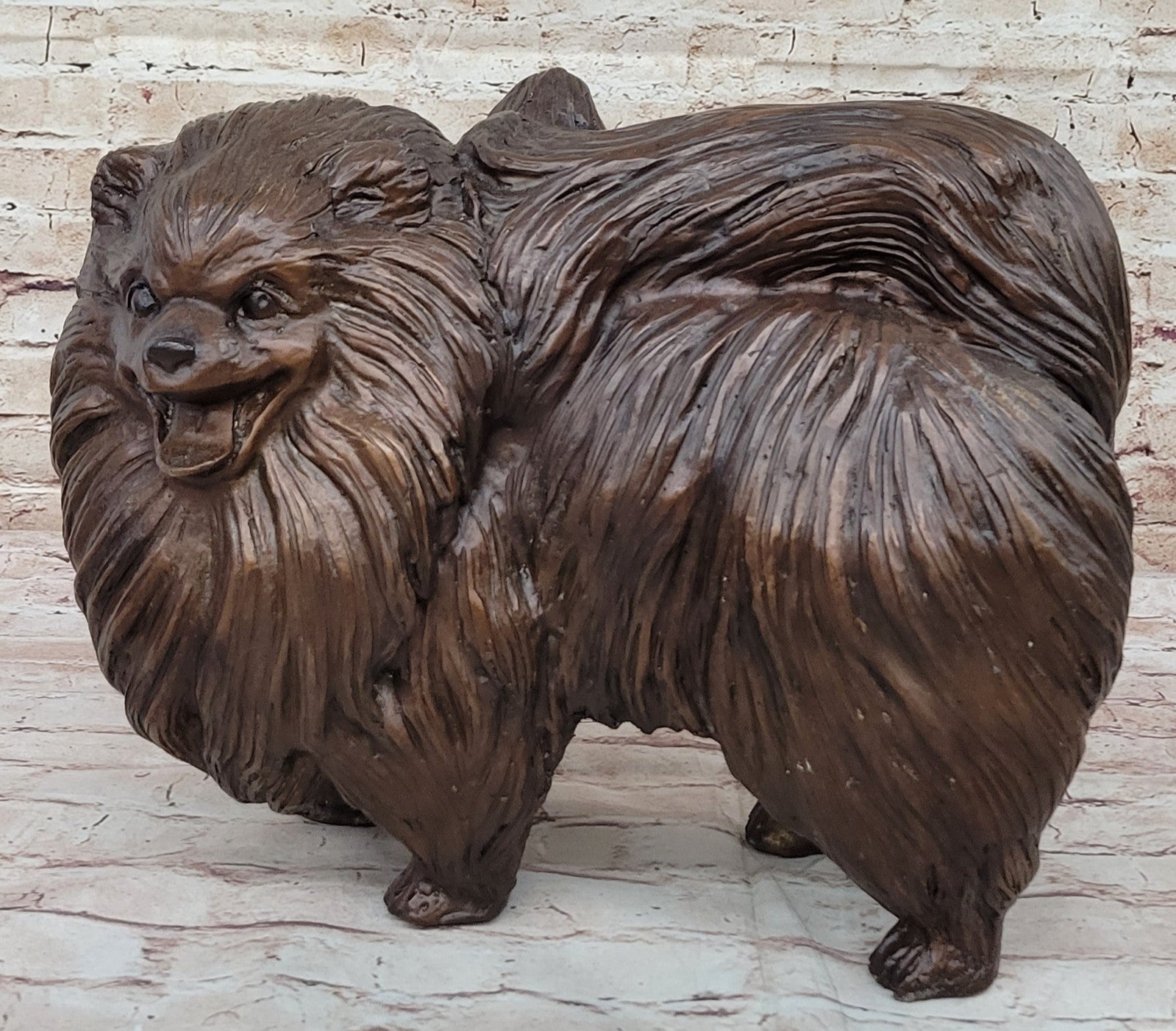 Pomeranian dog - a Extra Large statuette of bronze, metal figurine sculpture Art