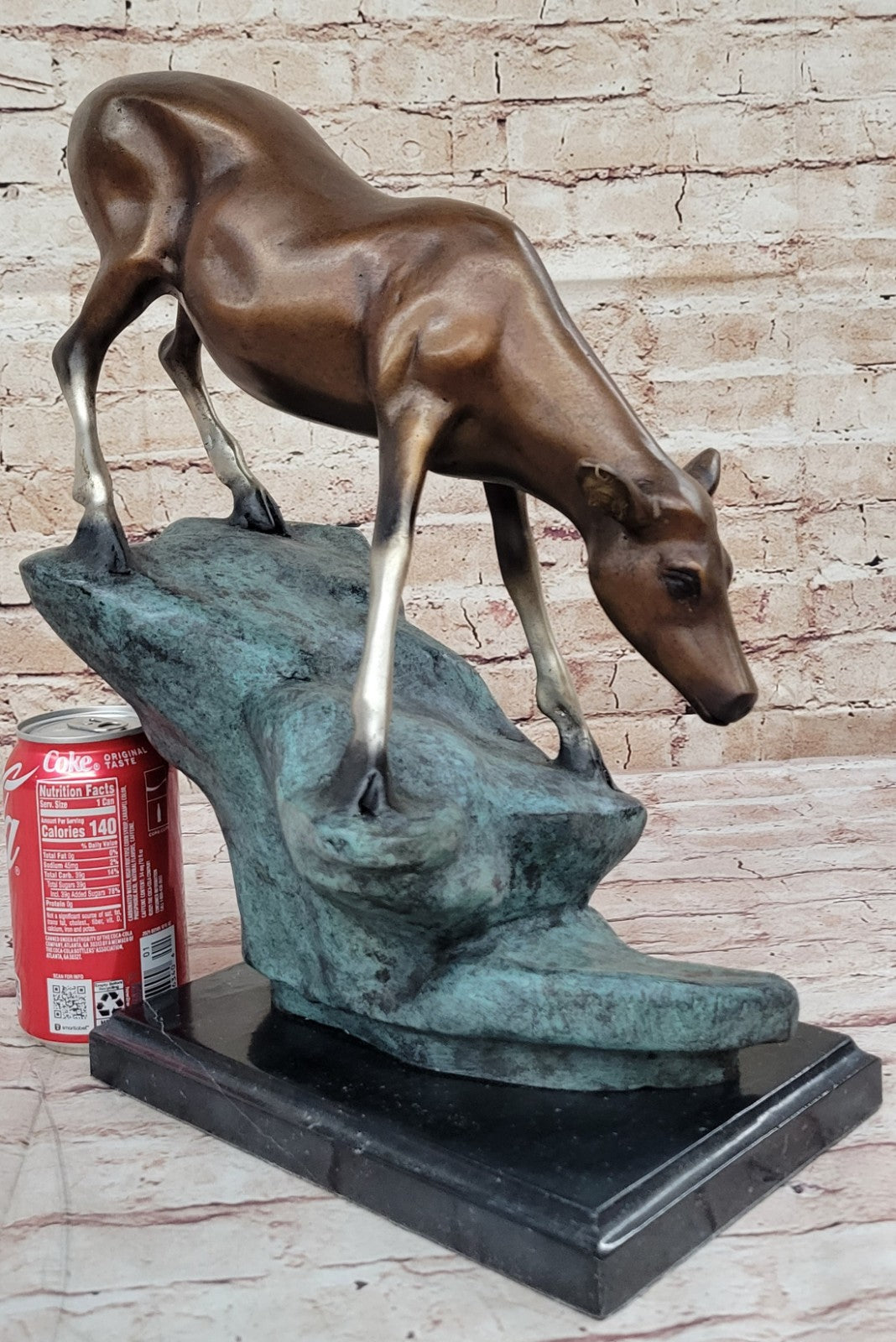 Deer on Rock Bronze Sculpture by Marius Wildlife Art Decor Collectible
