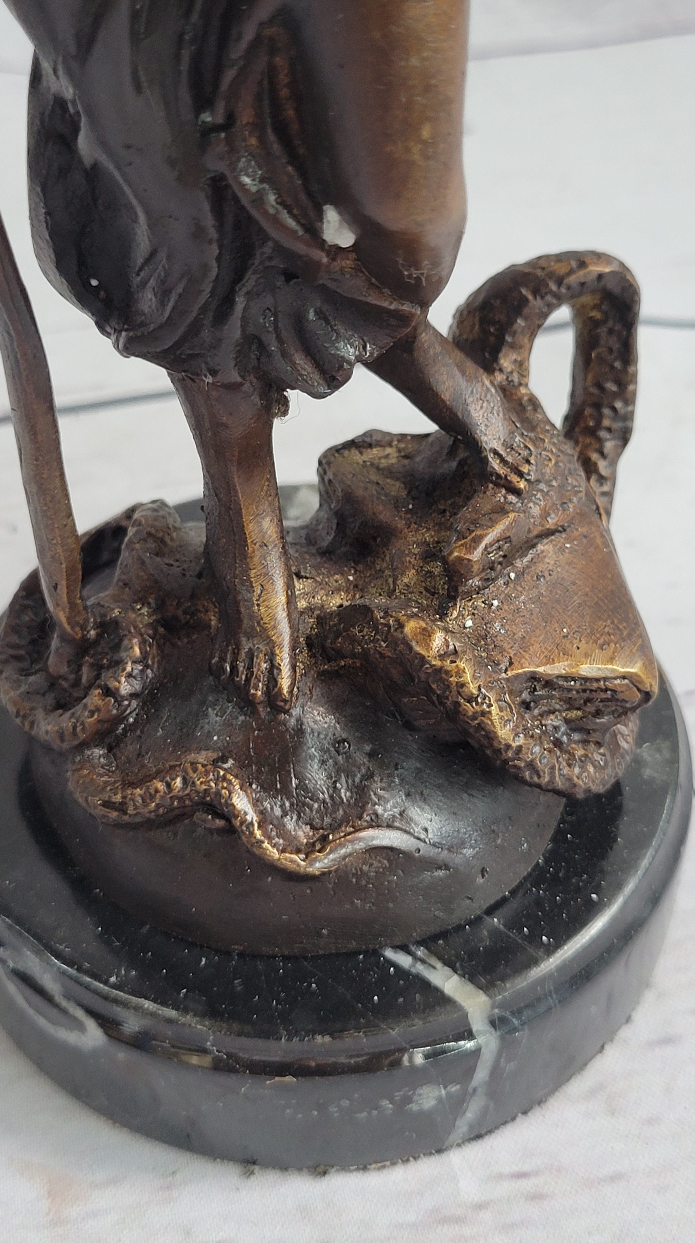 10" Tall BRONZE BLIND JUSTICE LAW MARBLE STATUE LADY SCALE Sculpture Nouveau Art