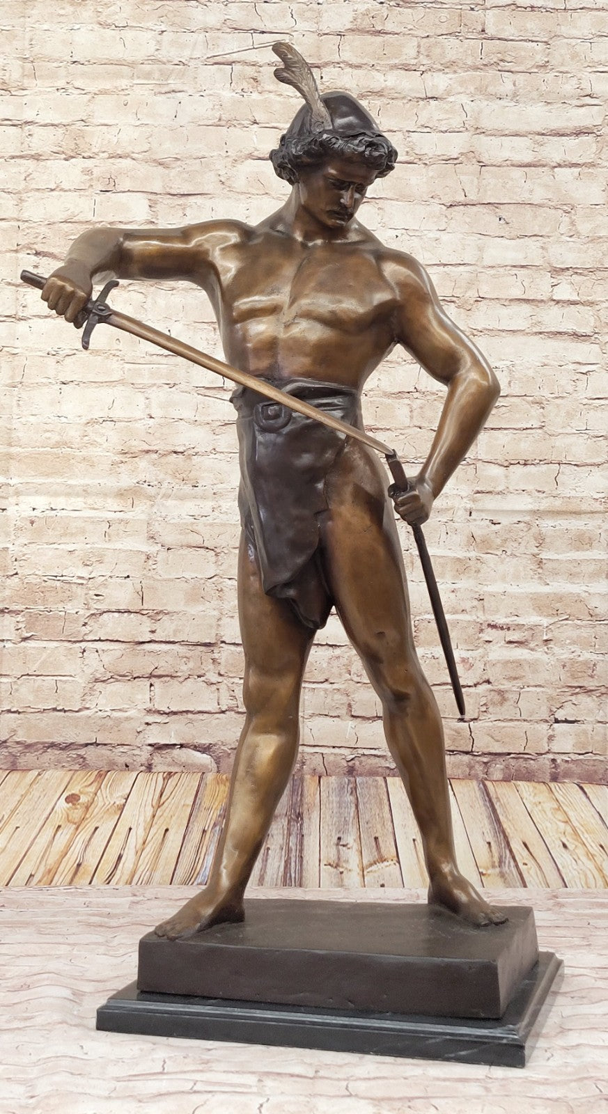 Historical Persia Prince Warrior Knight Marble Bronze Sculpture Statue Figure