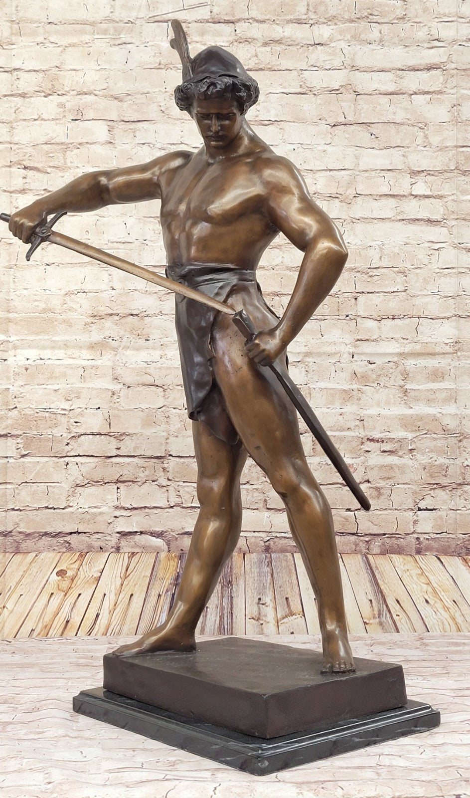 Historical Persia Prince Warrior Knight Marble Bronze Sculpture Statue Figure