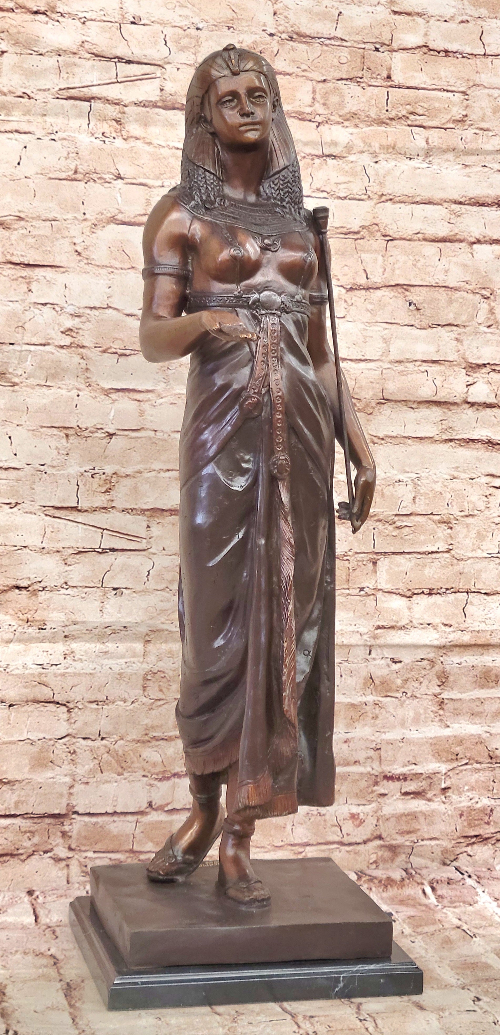 Collectible 34" Egyptian Queen of The Classic Bronze Masterpiece Artwork