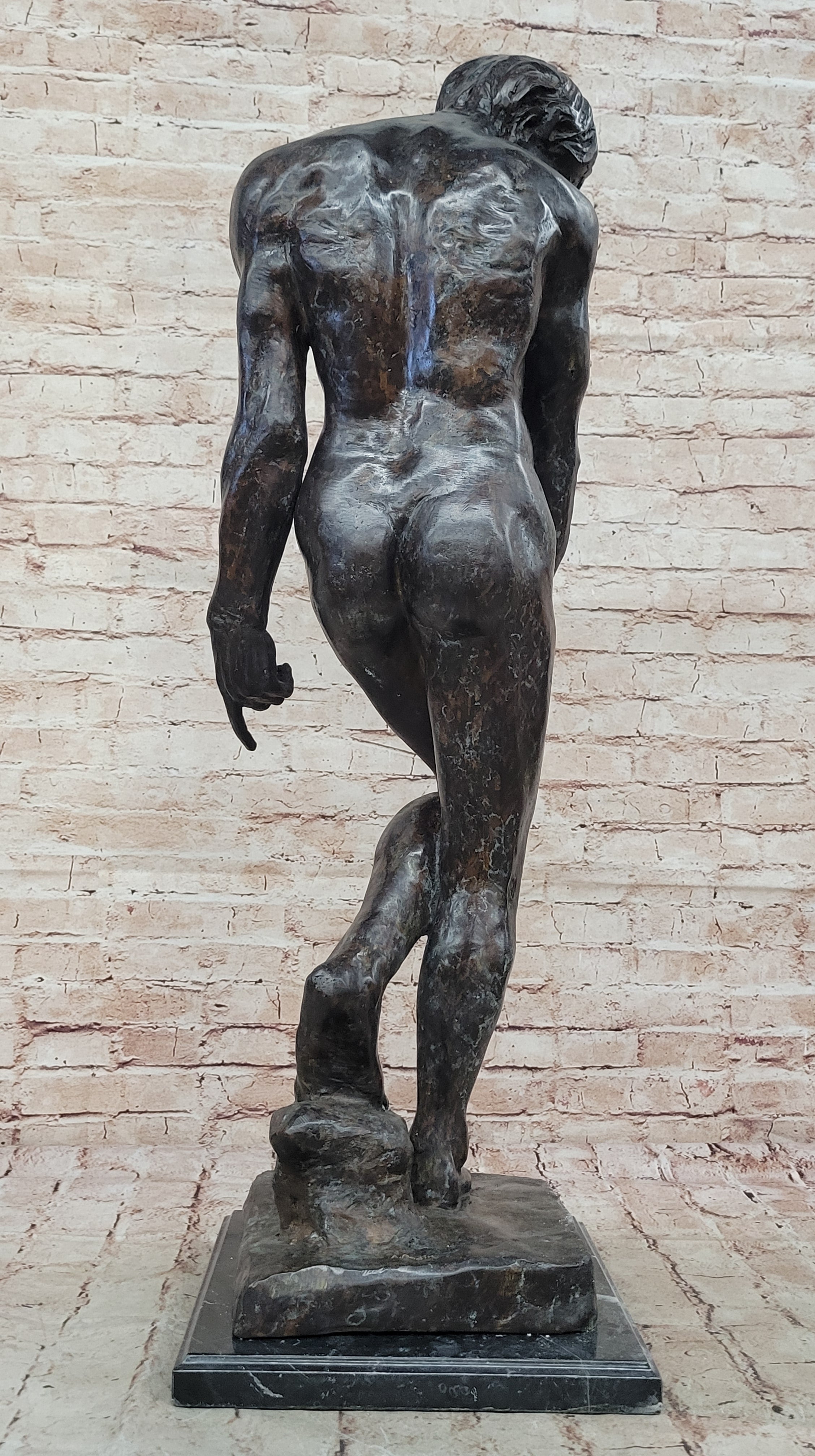 A Cast Bronze Sculpture, Adam, by Auguste Rodin Special Patina 3 Feet Tall Decor