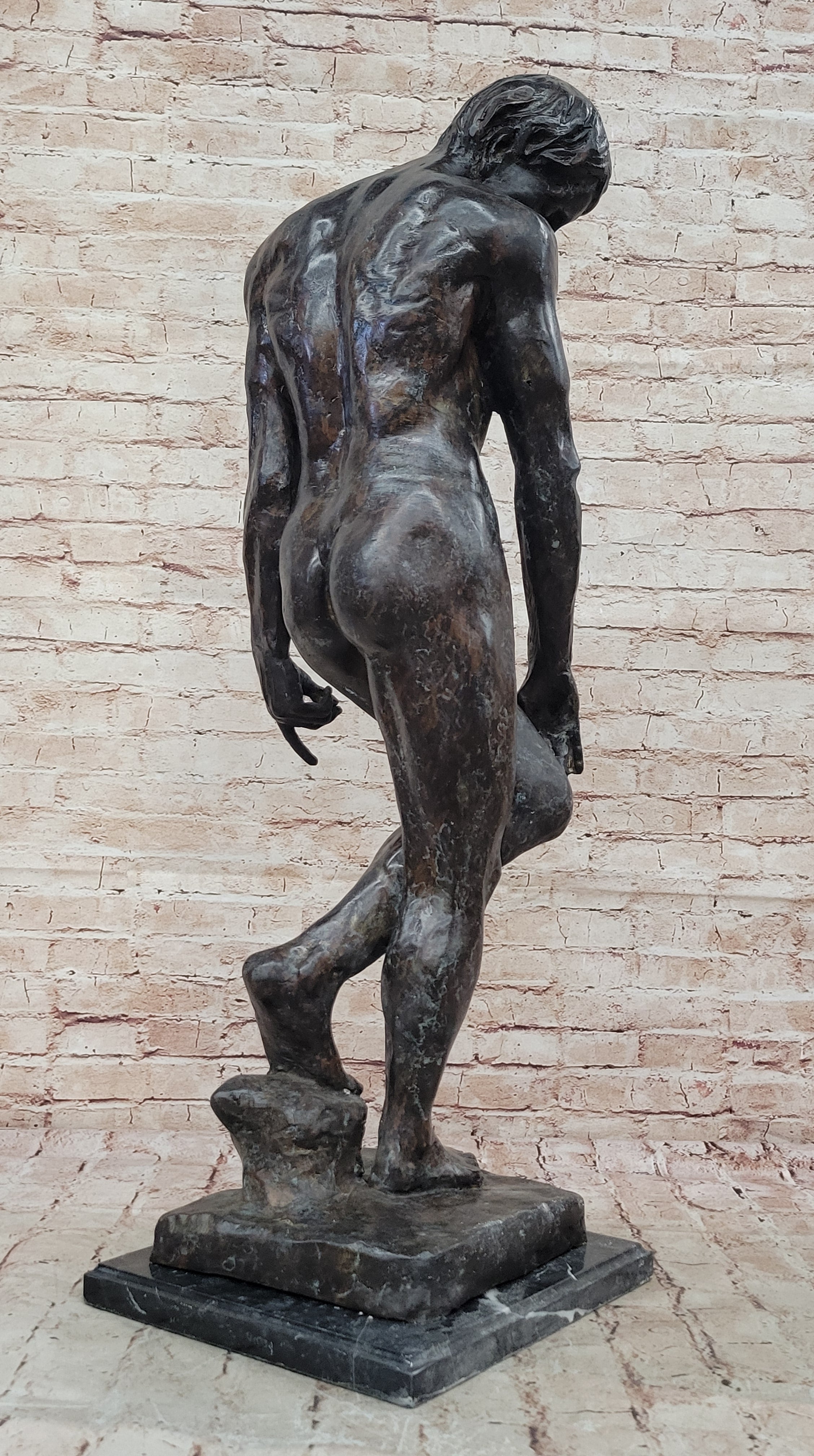 A Cast Bronze Sculpture, Adam, by Auguste Rodin Special Patina 3 Feet Tall Decor