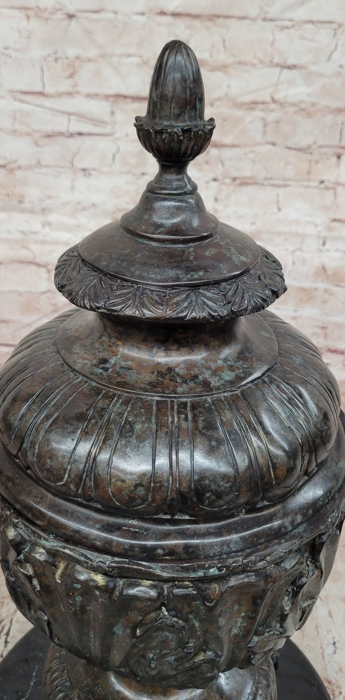 Vintage heavy solid bronze ornate Victorian figural vase pot brass Sculpture