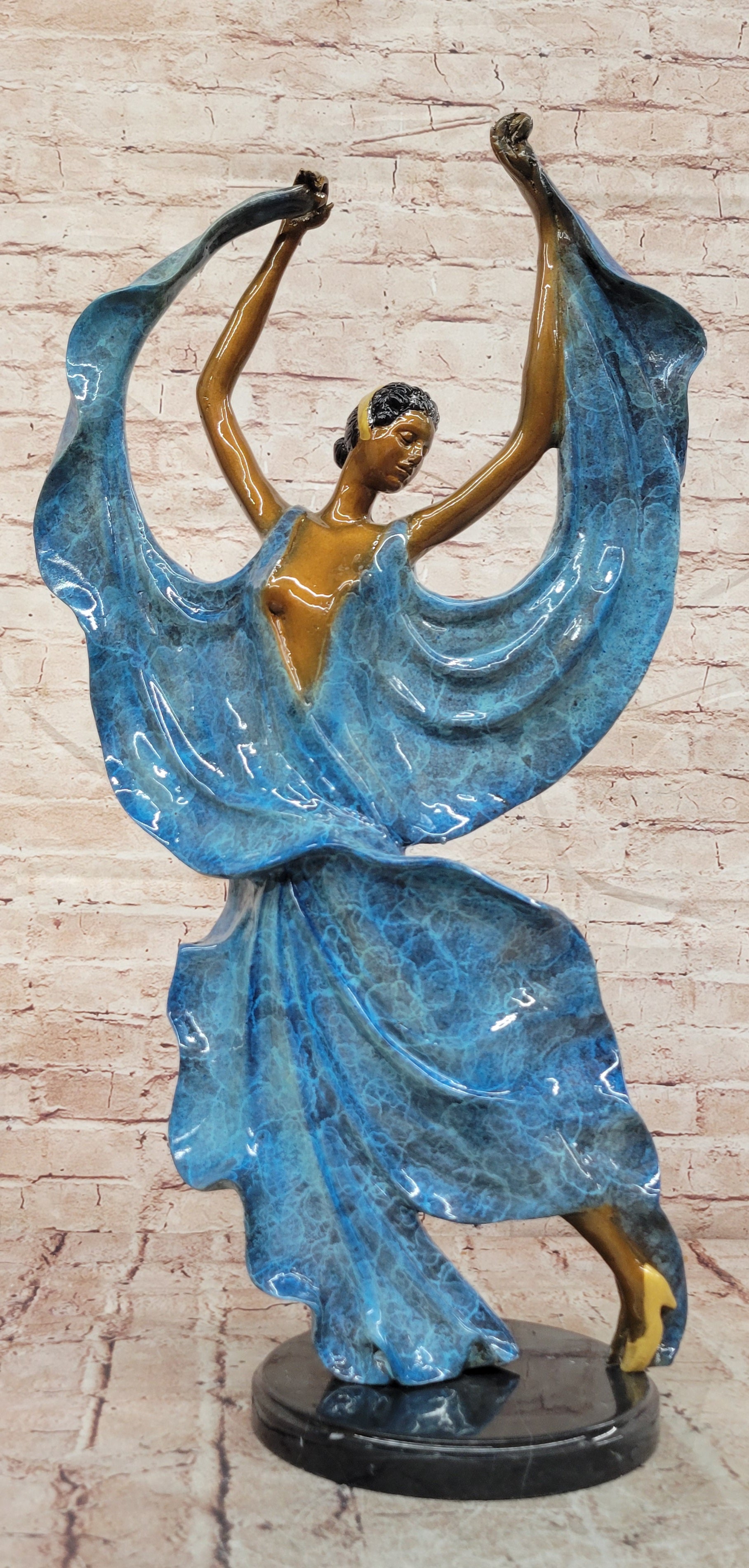 Dancer Sexy Girl Figure Flamenco Large Rare Handcrafted Bronze Sculpture Art T