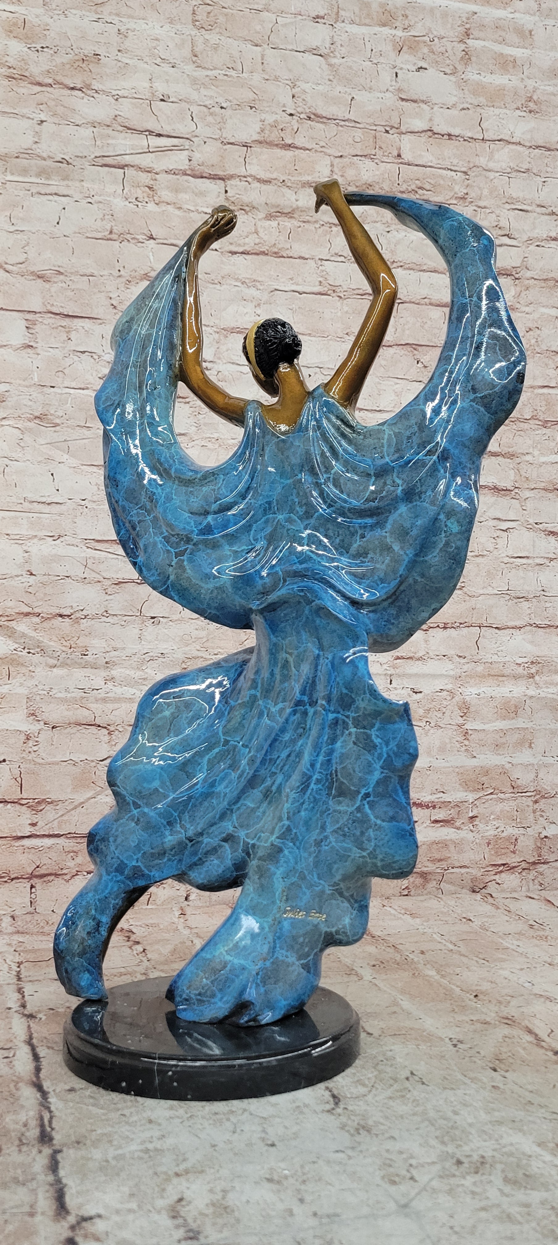 Dancer Sexy Girl Figure Flamenco Large Rare Handcrafted Bronze Sculpture Art T