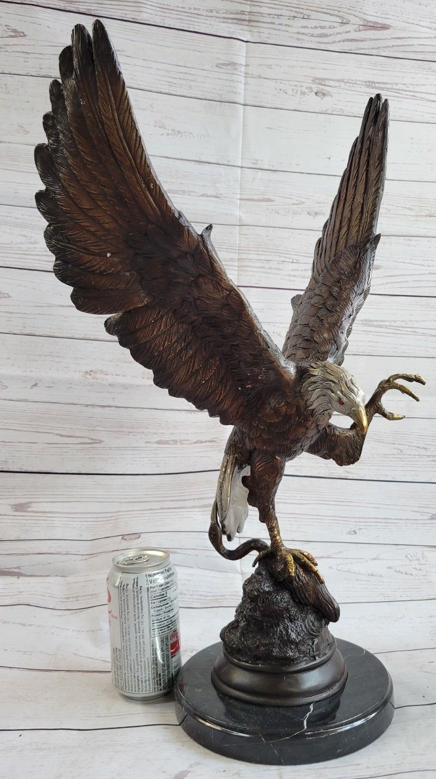 Signed Two Tone Moigniez Magnificent Large American Eagle Bronze Statue Figurine