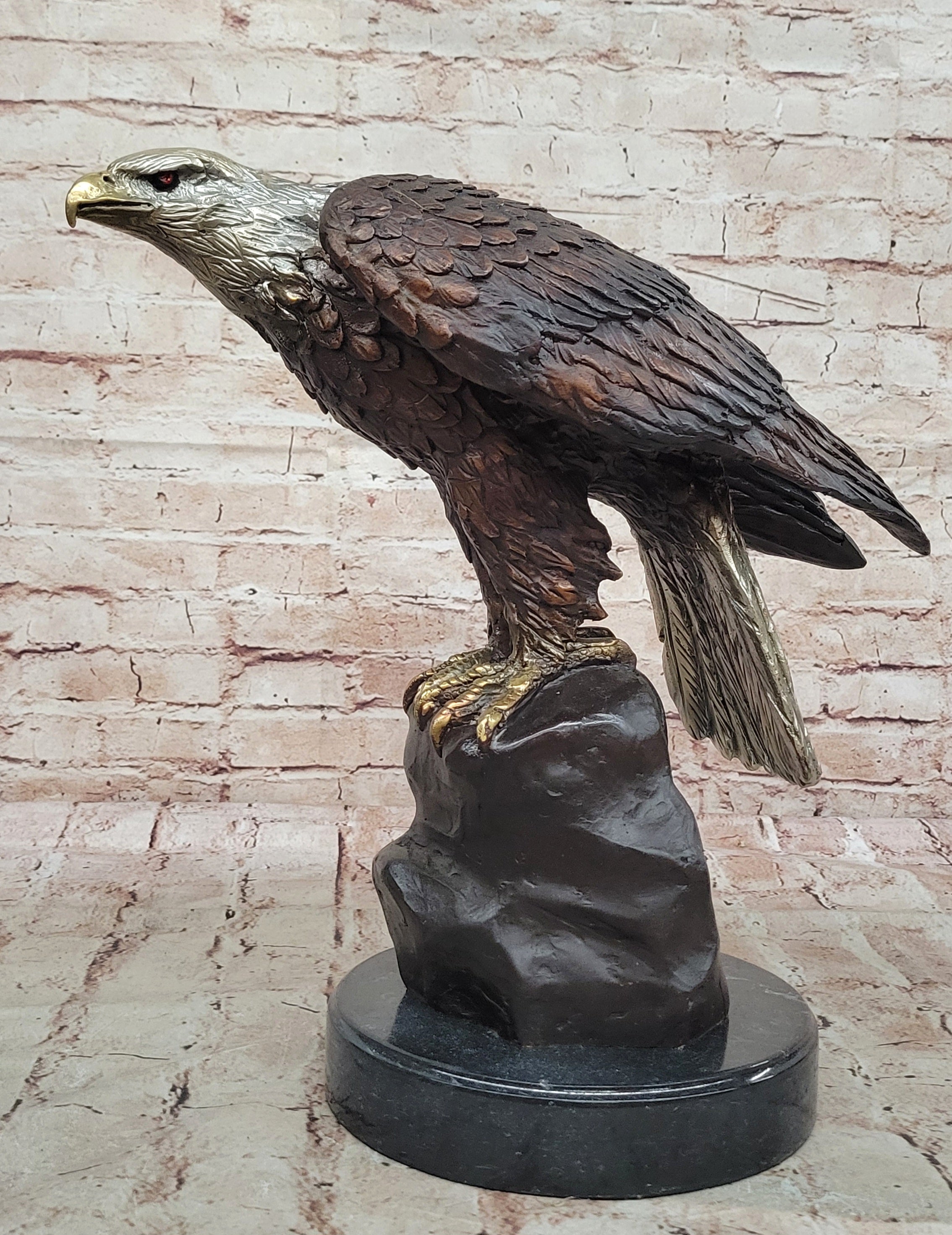 Art Deco Home Cabin Decor American Bald Eagle Multiple Color Patina Bronze SALE