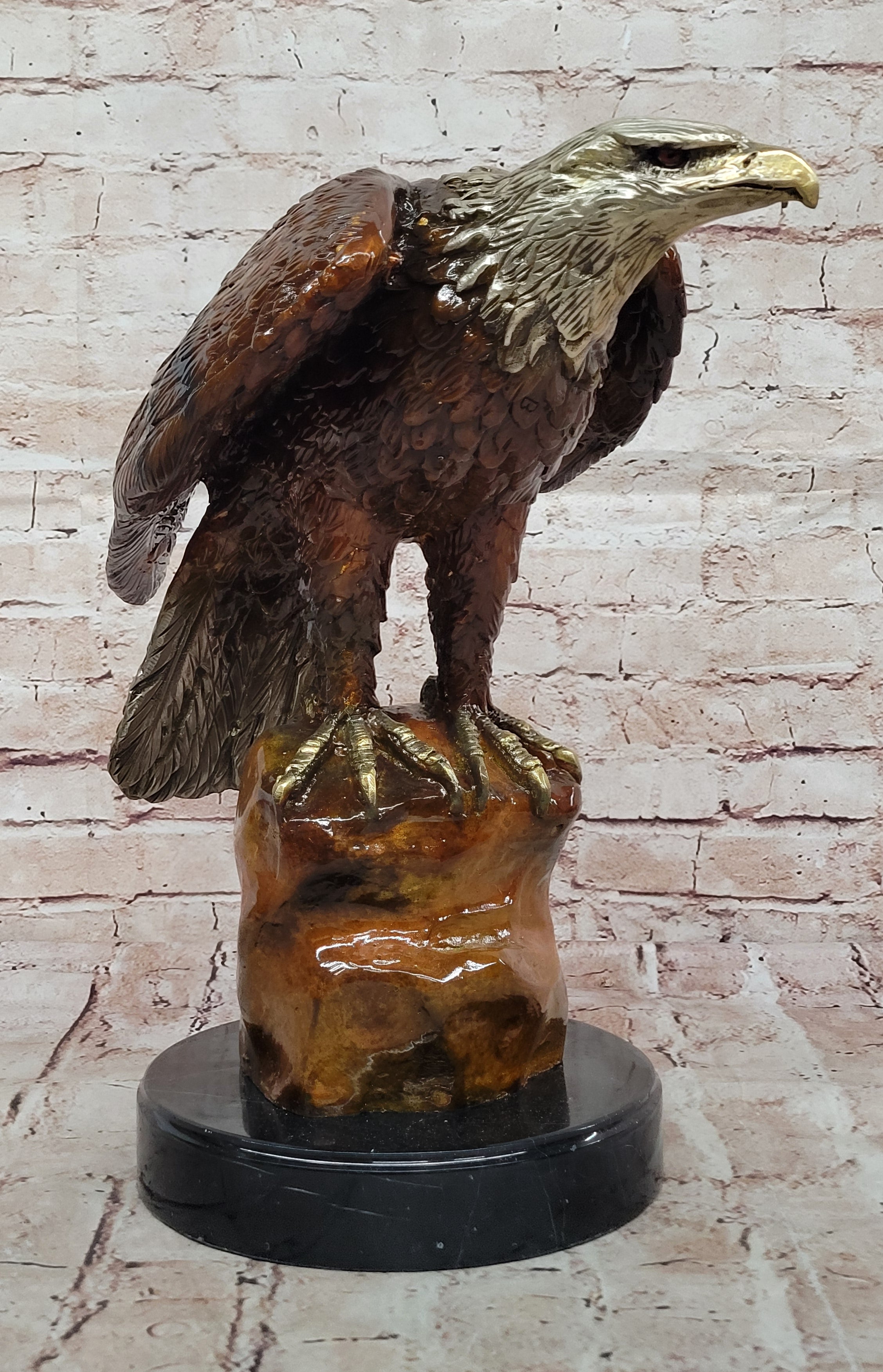 Bronze Sculpture Hand Made Statue Original Life Size American Bald Eagle Bronze