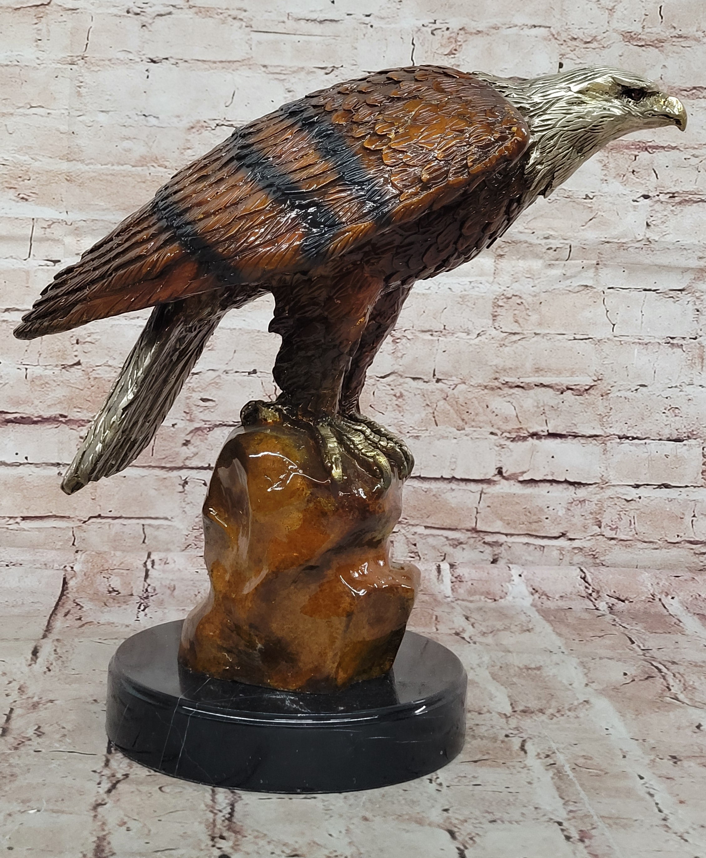 Bronze Sculpture Hand Made Statue Original Life Size American Bald Eagle Bronze
