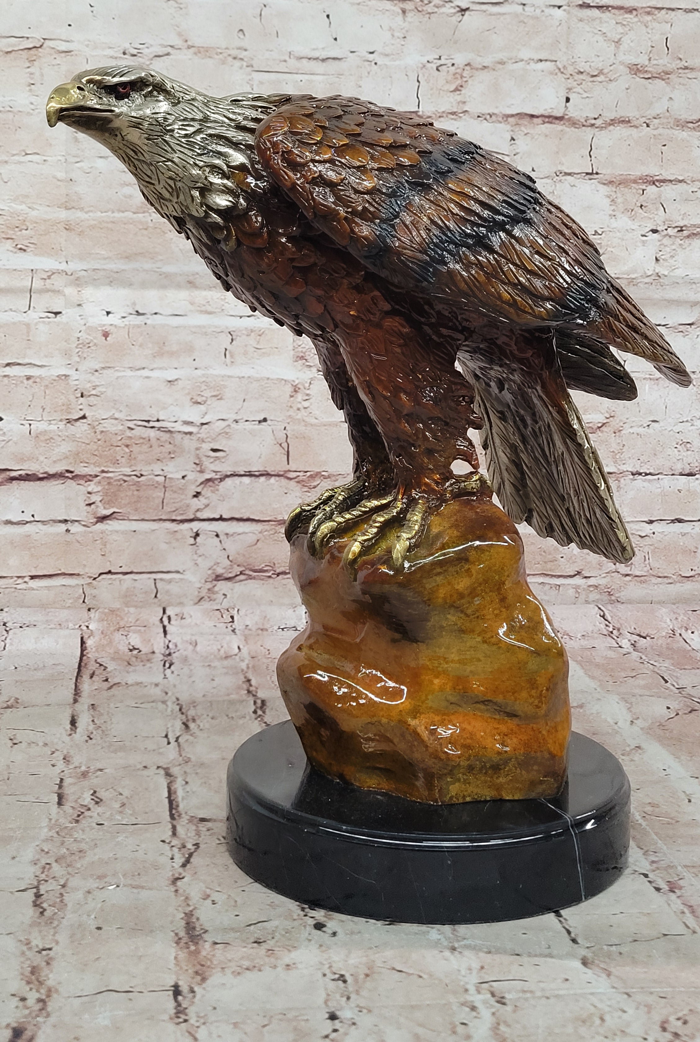 Bronze Sculpture Hand Made Statue Original Life Size American Bald Eagle Bronze