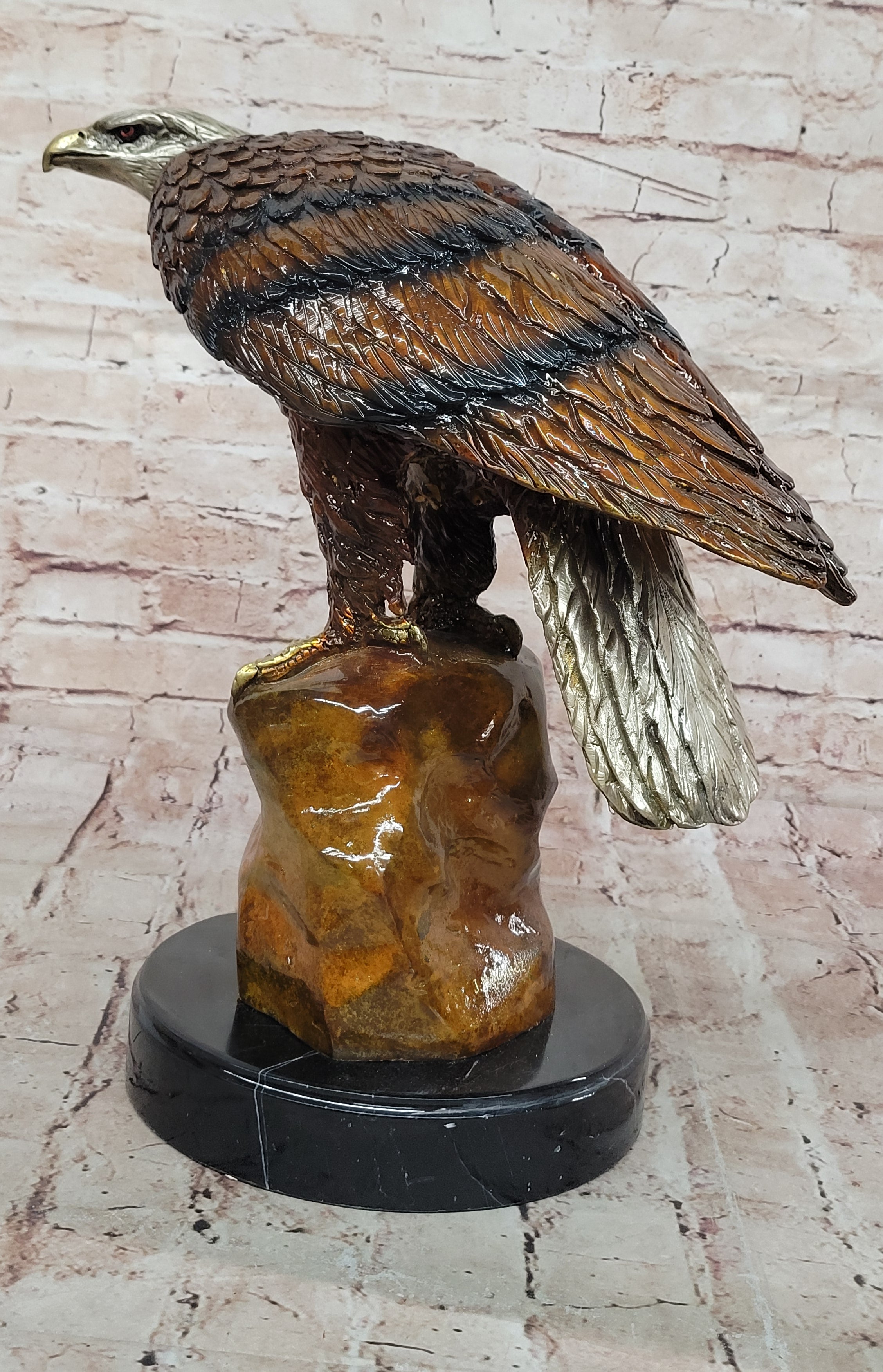 Bronze Sculpture Hand Made Statue Original Life Size American Bald Eagle Bronze